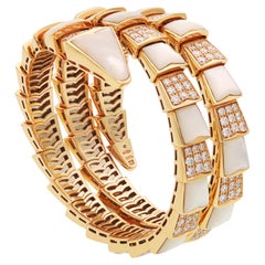 BULGARI Diamond and Mother of Pearl Serpenti Viper Bracelet