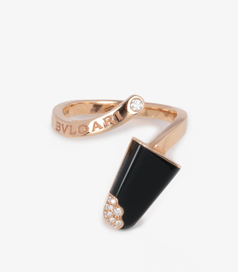 Bulgari Diamond And Onyx 18ct Rose Gold Gelati Ring