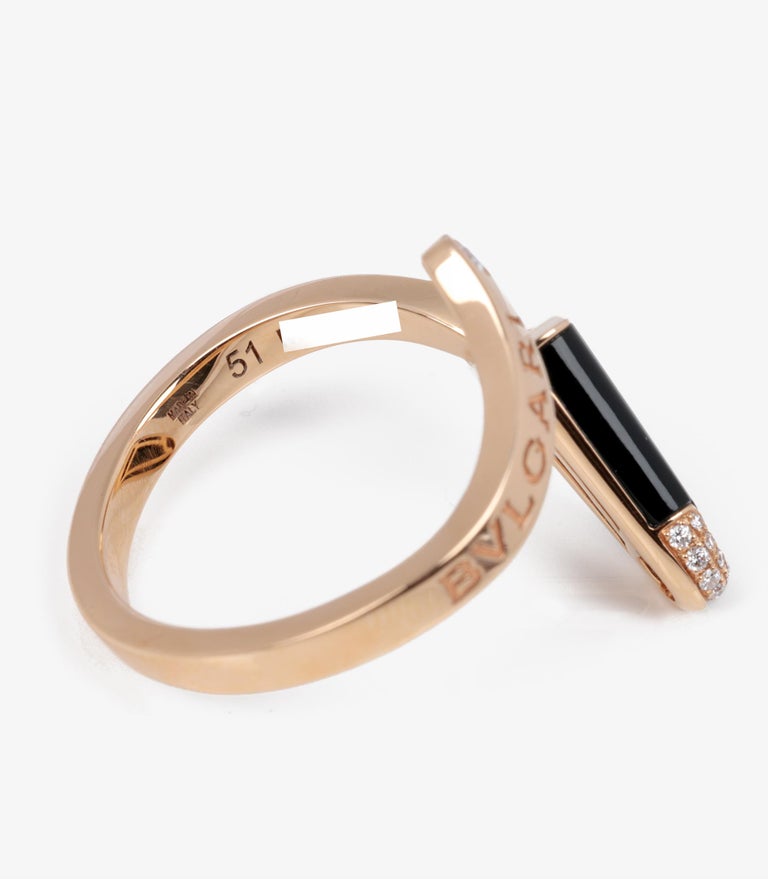 Bulgari Diamond And Onyx 18ct Rose Gold Gelati Ring