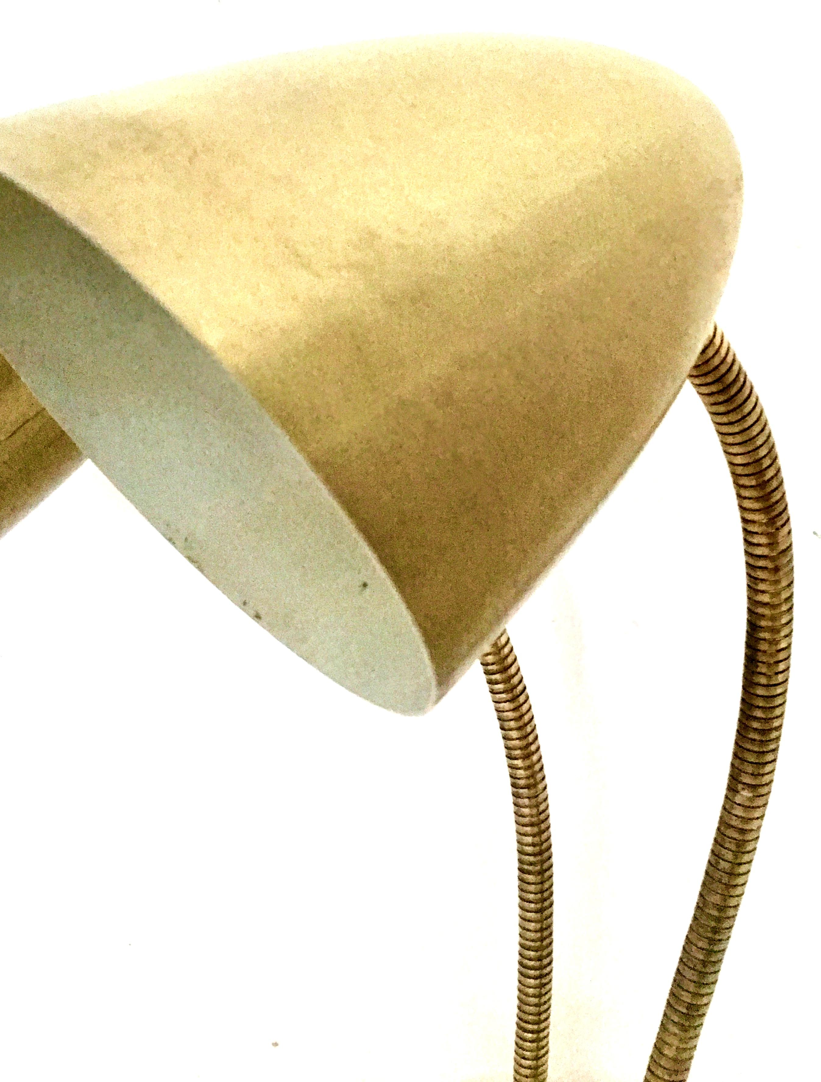 1950'S Gold Double Shade Goose Neck Lamp by Prescolite For Sale 3