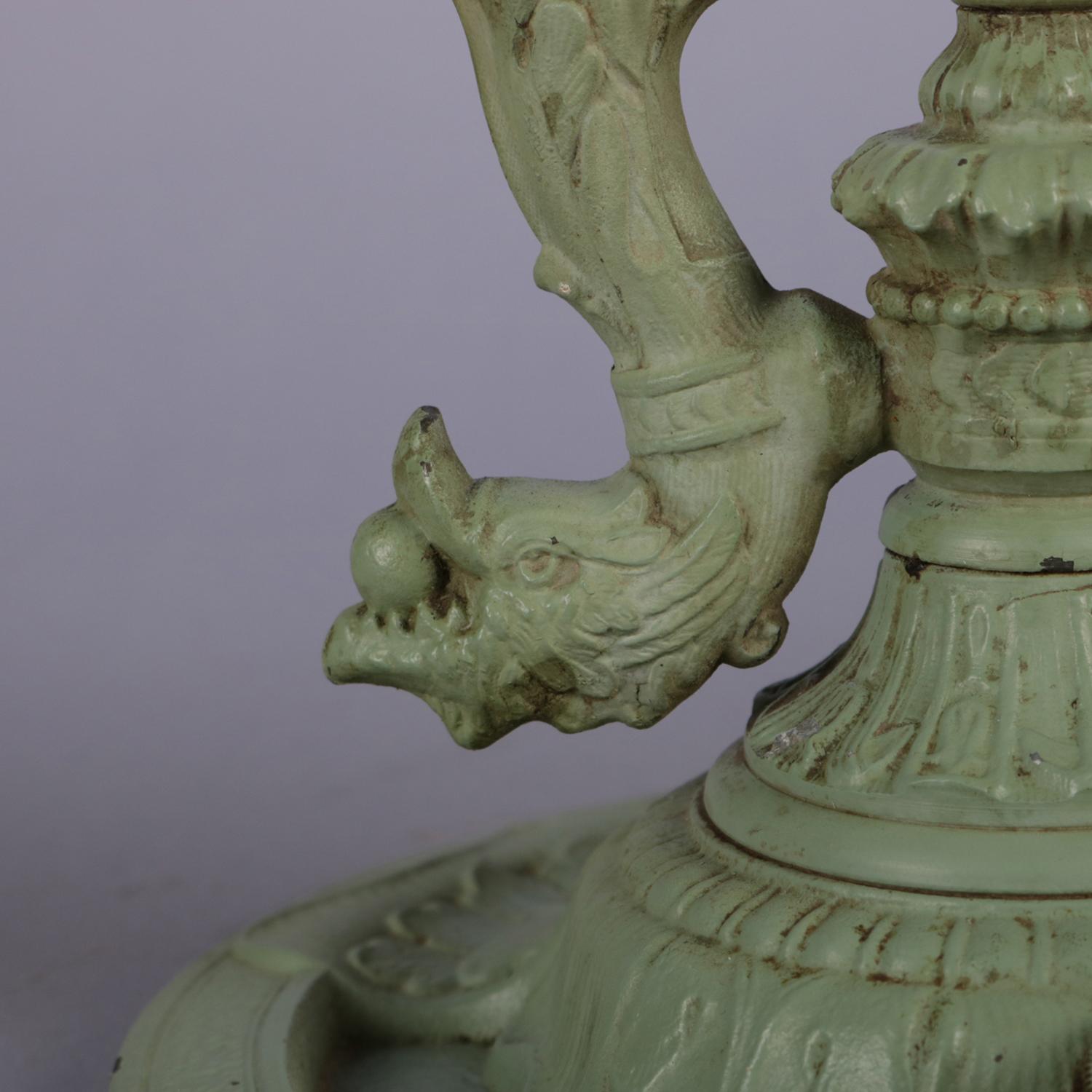 Metal French Reverse Painted Rainaud Figural Rare Form Bouillotte Table Lamp
