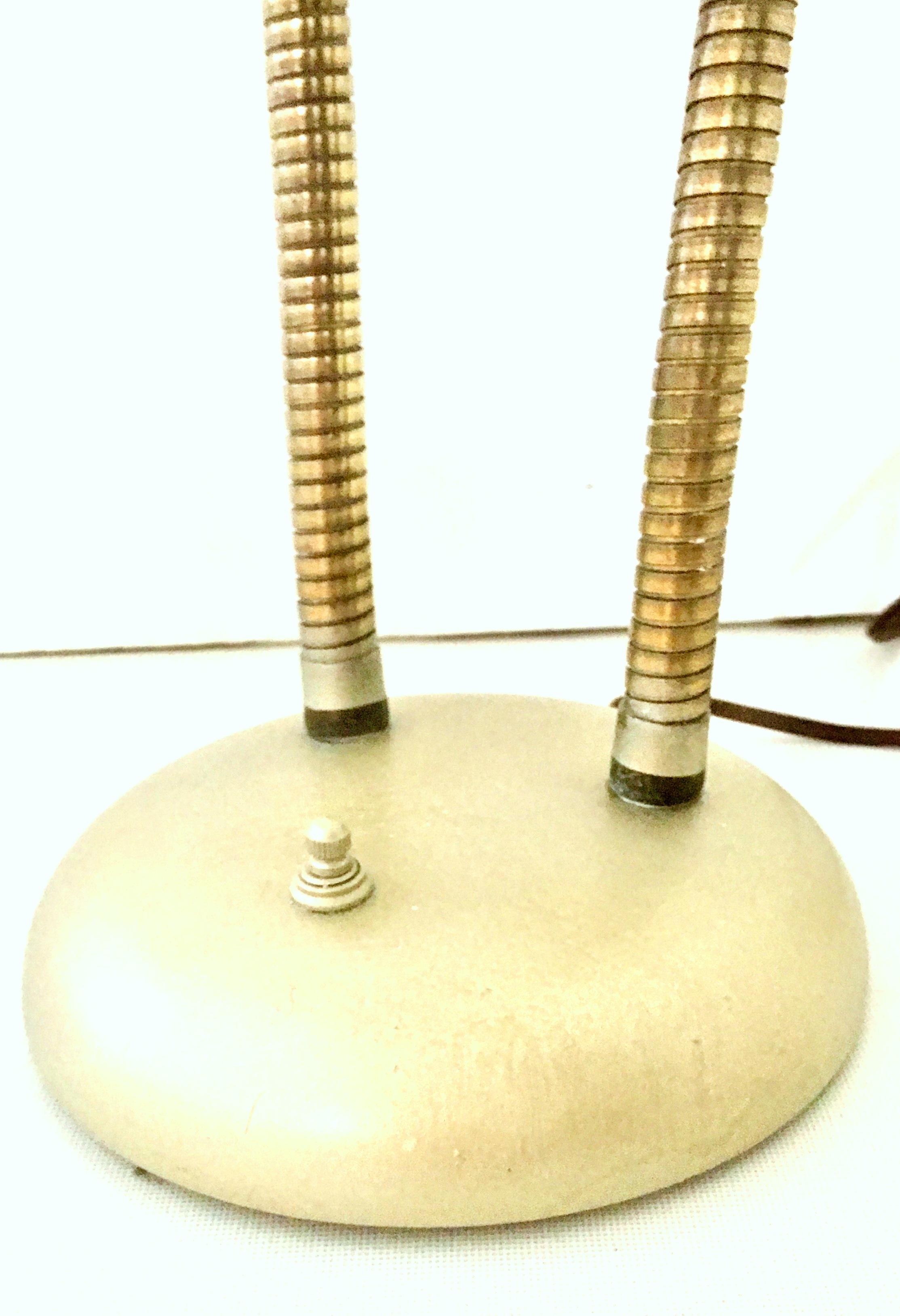 1950'S Gold Double Shade Goose Neck Lamp by Prescolite For Sale 4