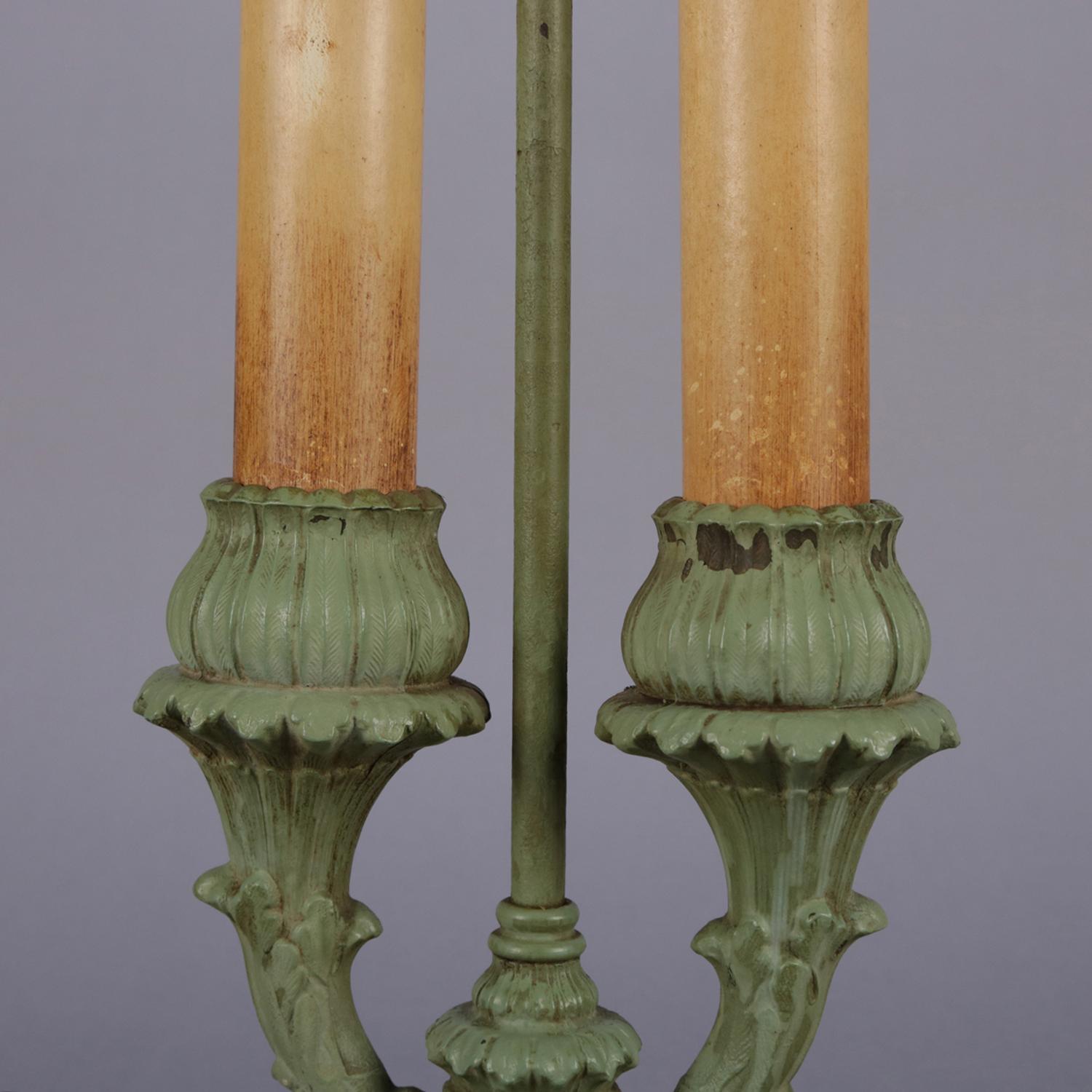 French Reverse Painted Rainaud Figural Rare Form Bouillotte Table Lamp 1