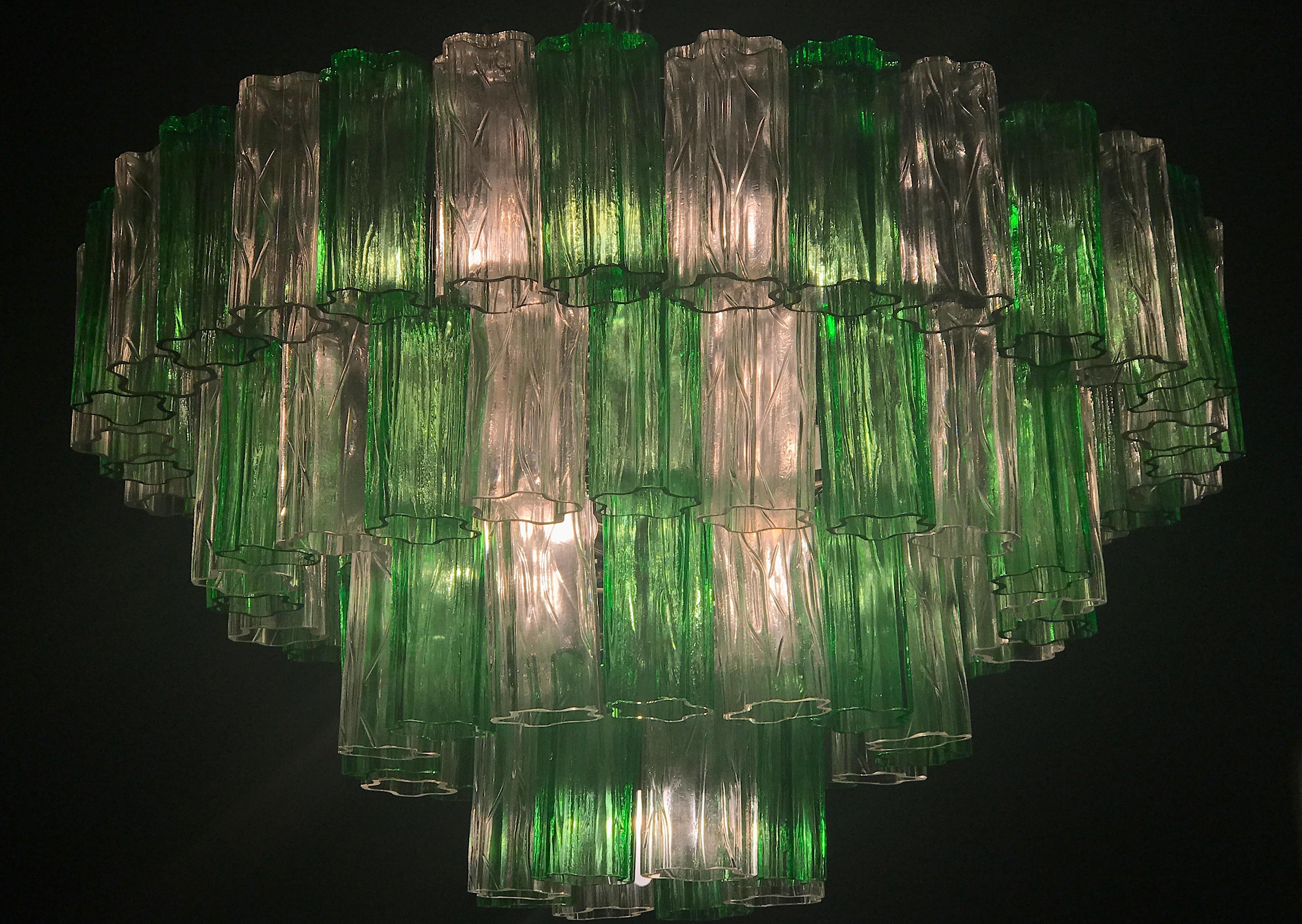 Venini Modern Emerald Green and Ice Color Murano Glass Chandelier or Flush Mount 3