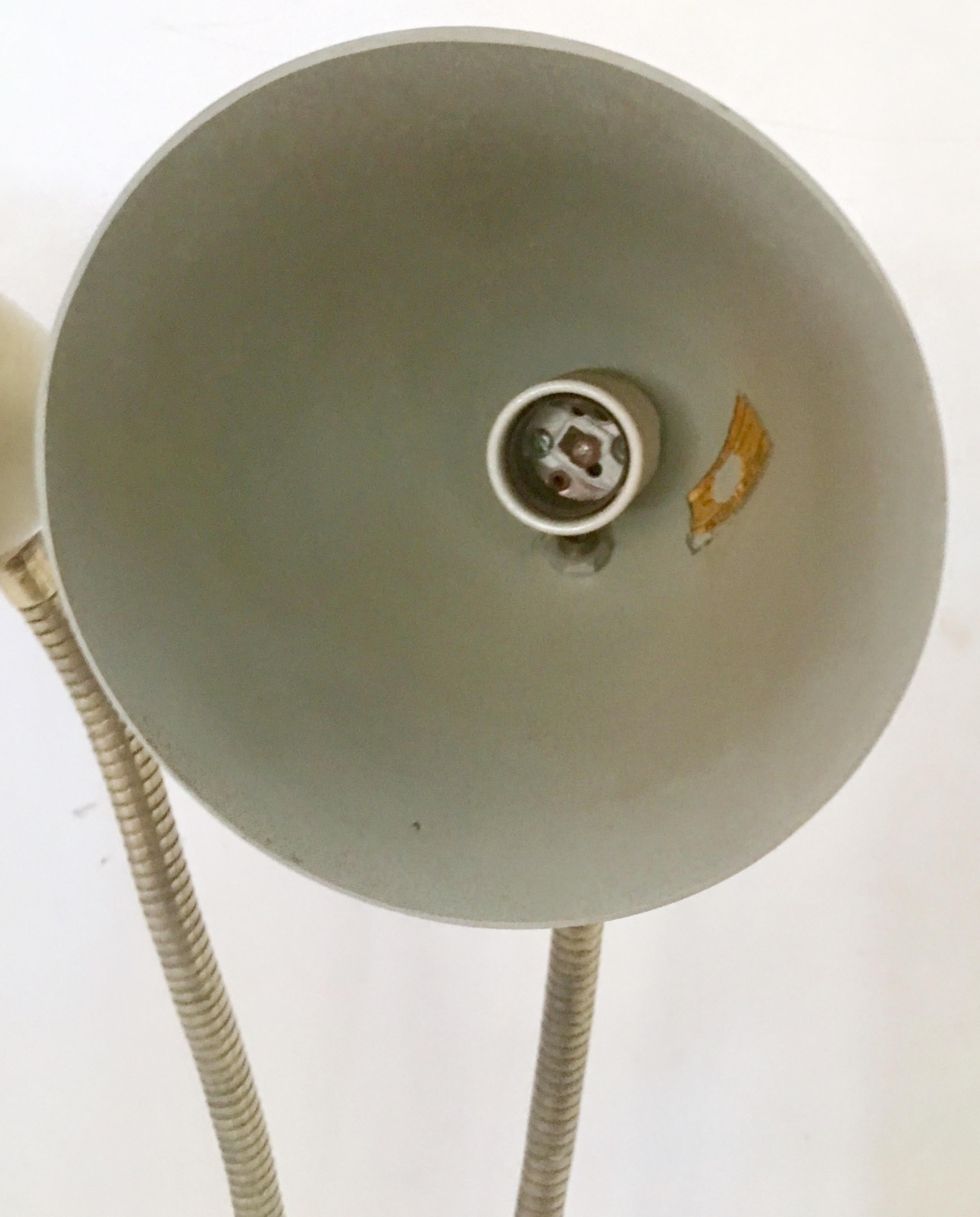1950'S Gold Double Shade Goose Neck Lamp by Prescolite For Sale 6