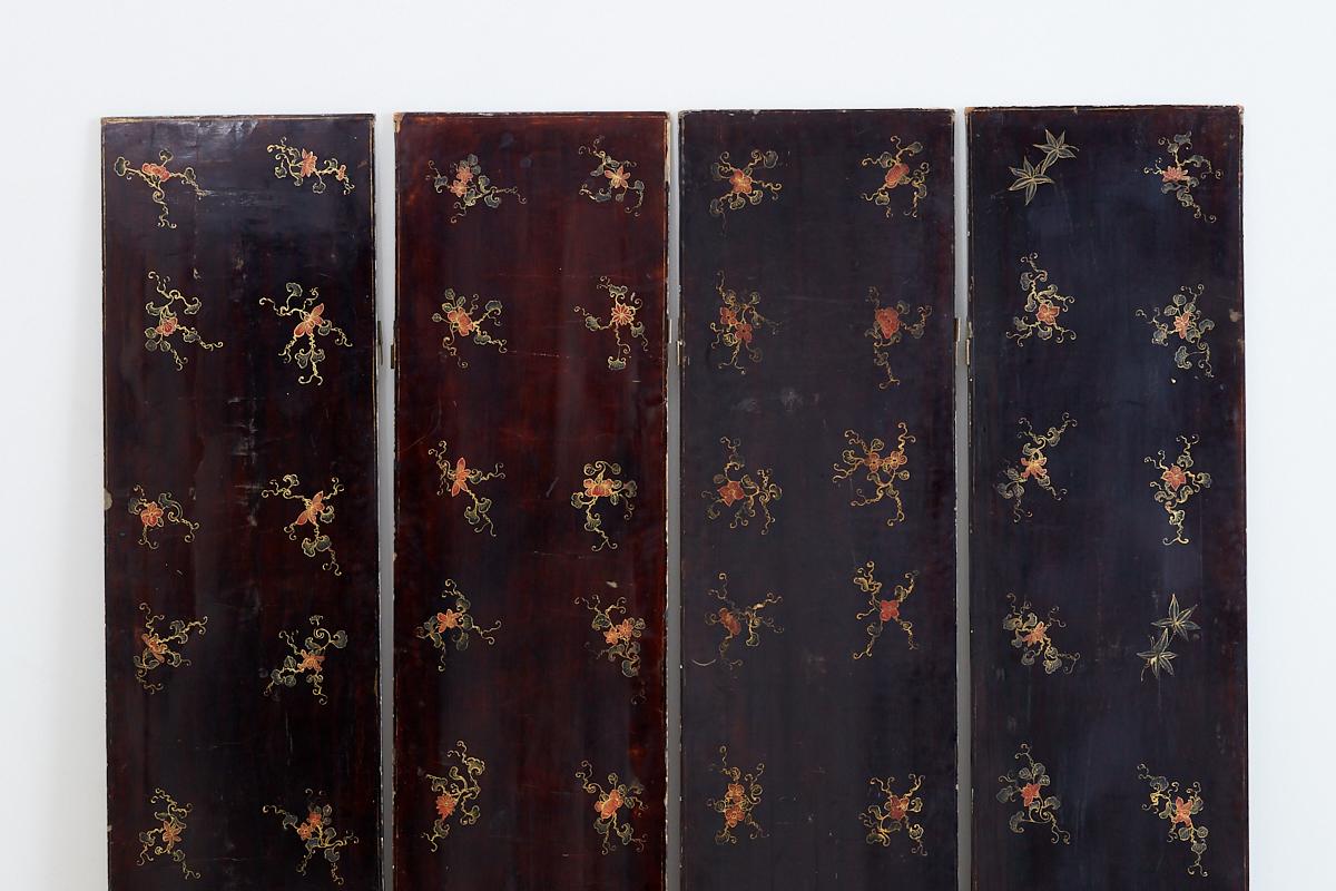 19th Century Chinese Qing Four-Panel Lacquer Gilt Screen 9