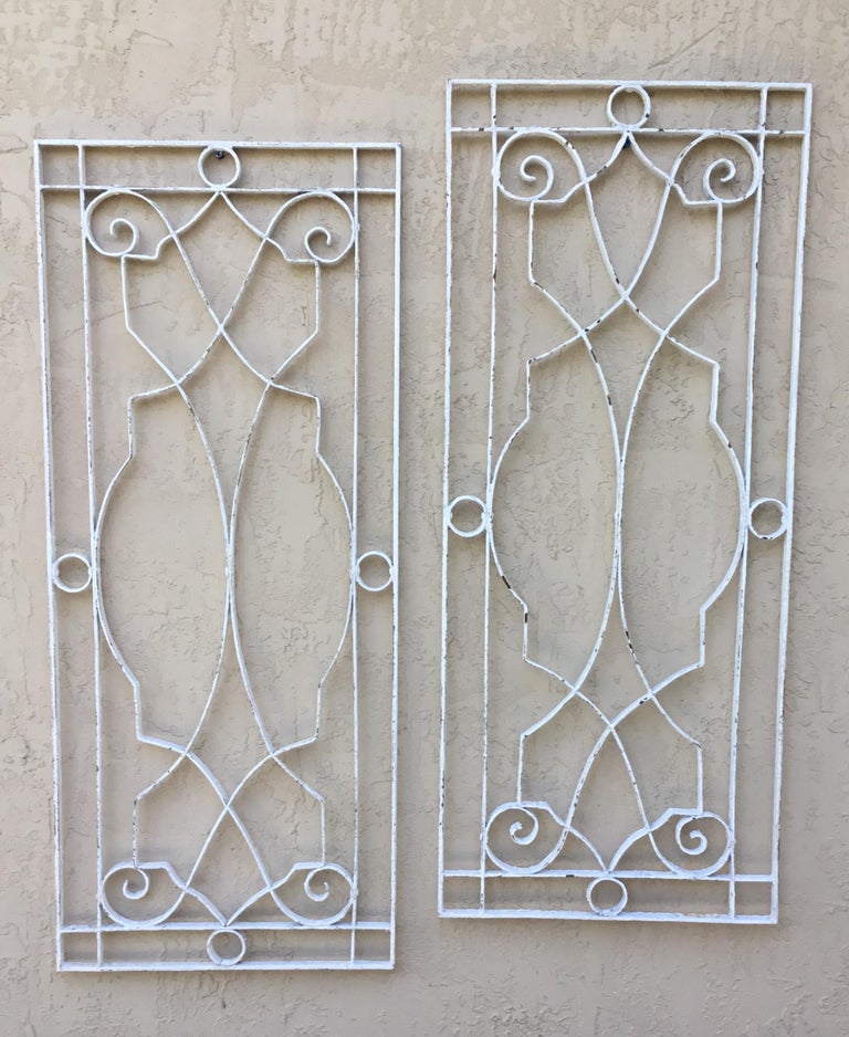 Pair of Large Architectural Iron Wall Hanging For Sale at 1stDibs