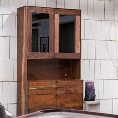 Field Hutch in Claro Walnut with Smoked Glass Doors