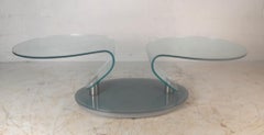 Mid-Century Modern Free Form Swivel Glass Top Coffee Table