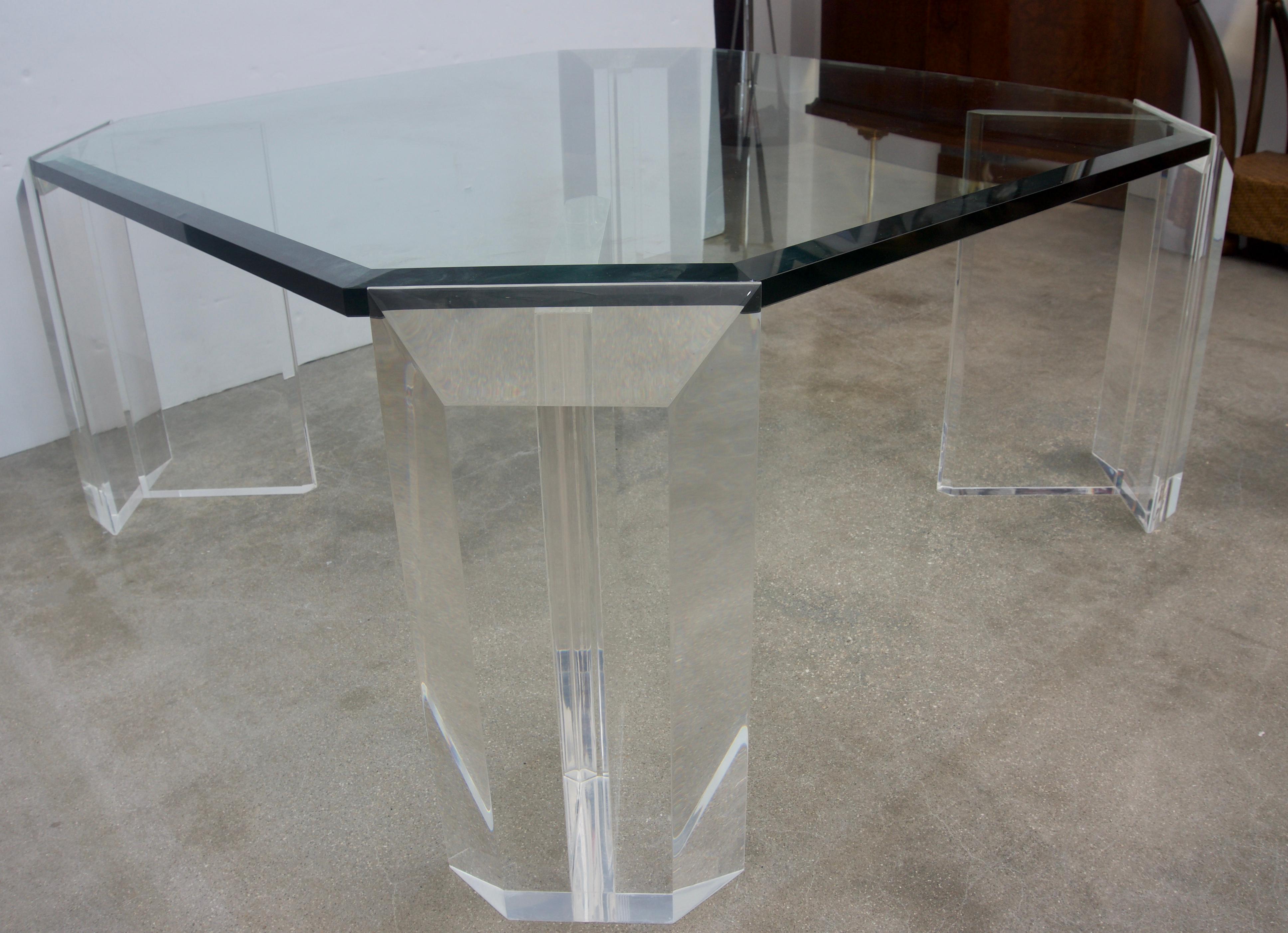 Mid-Century Modern Lucite and Glass Square Cocktail Table