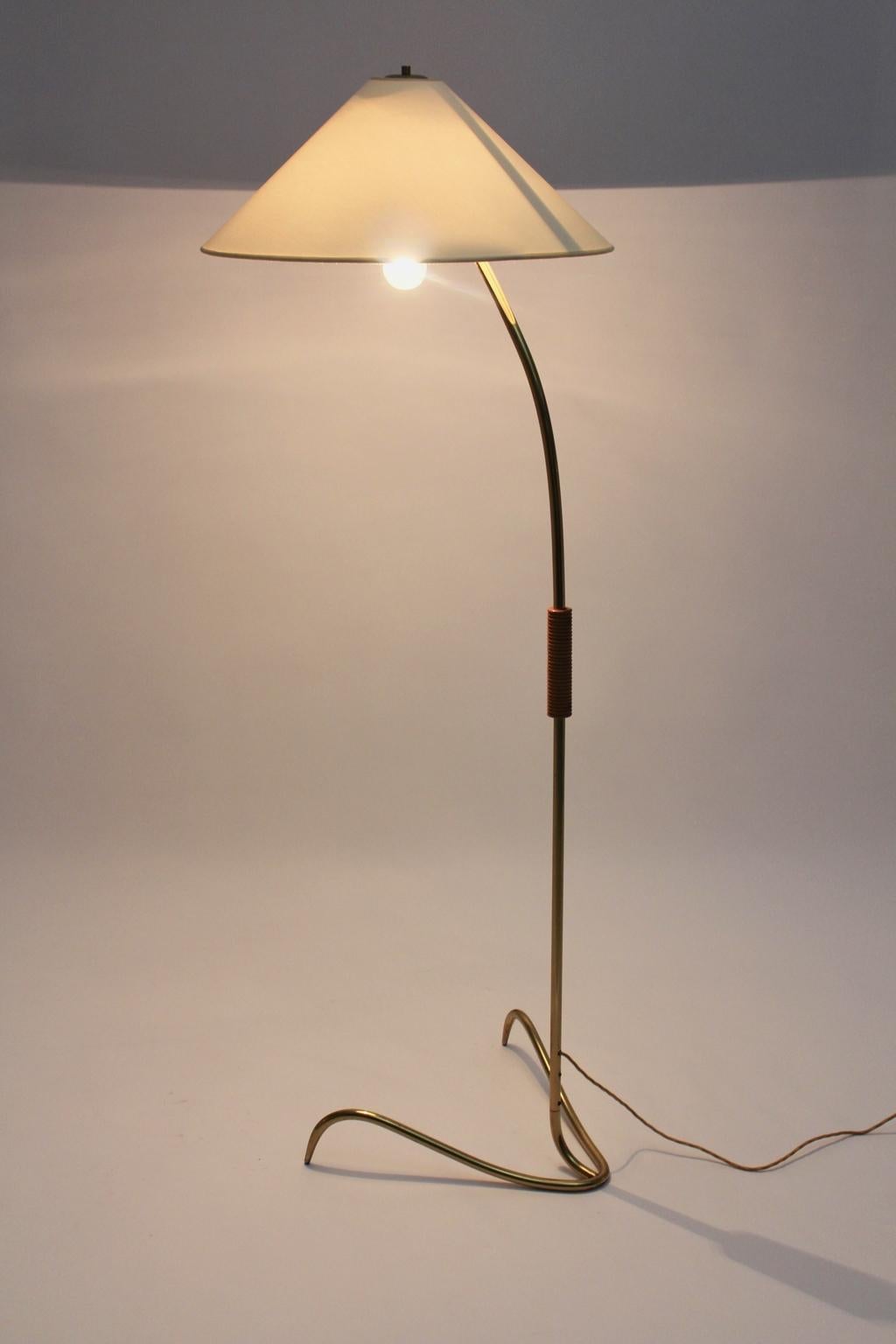 Mid-Century Modern Mid Century Modern Brass Clawfoot Floor Lamp by Rupert Nikoll, 1950s, Vienna For Sale