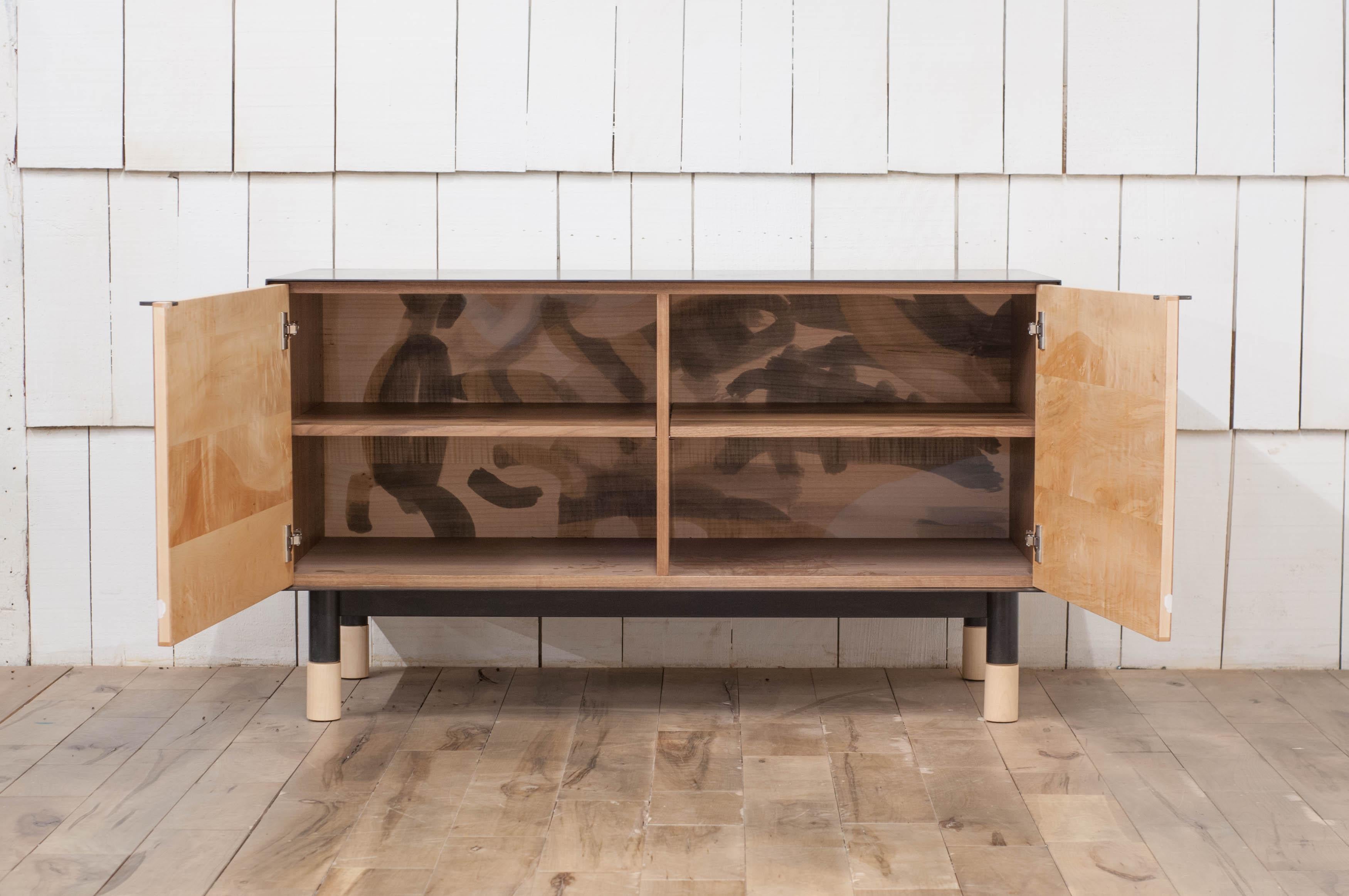 Painted Credenza with Blackened Steel Case In New Condition In Vancouver, BC