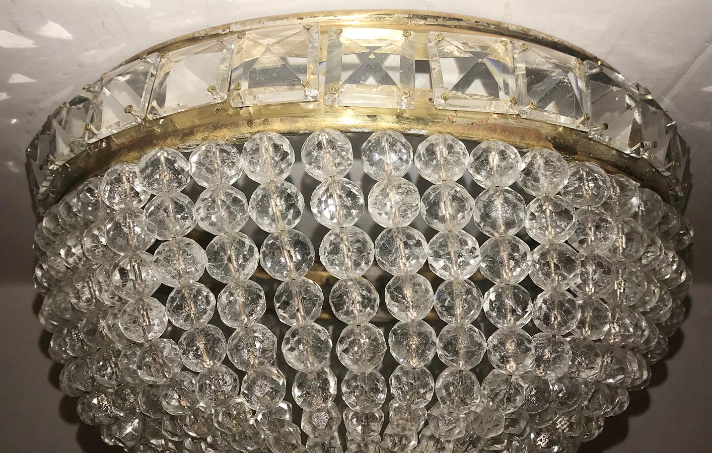 French Set of 4 Beaded Crystal Light Fixture, Sold Individually For Sale