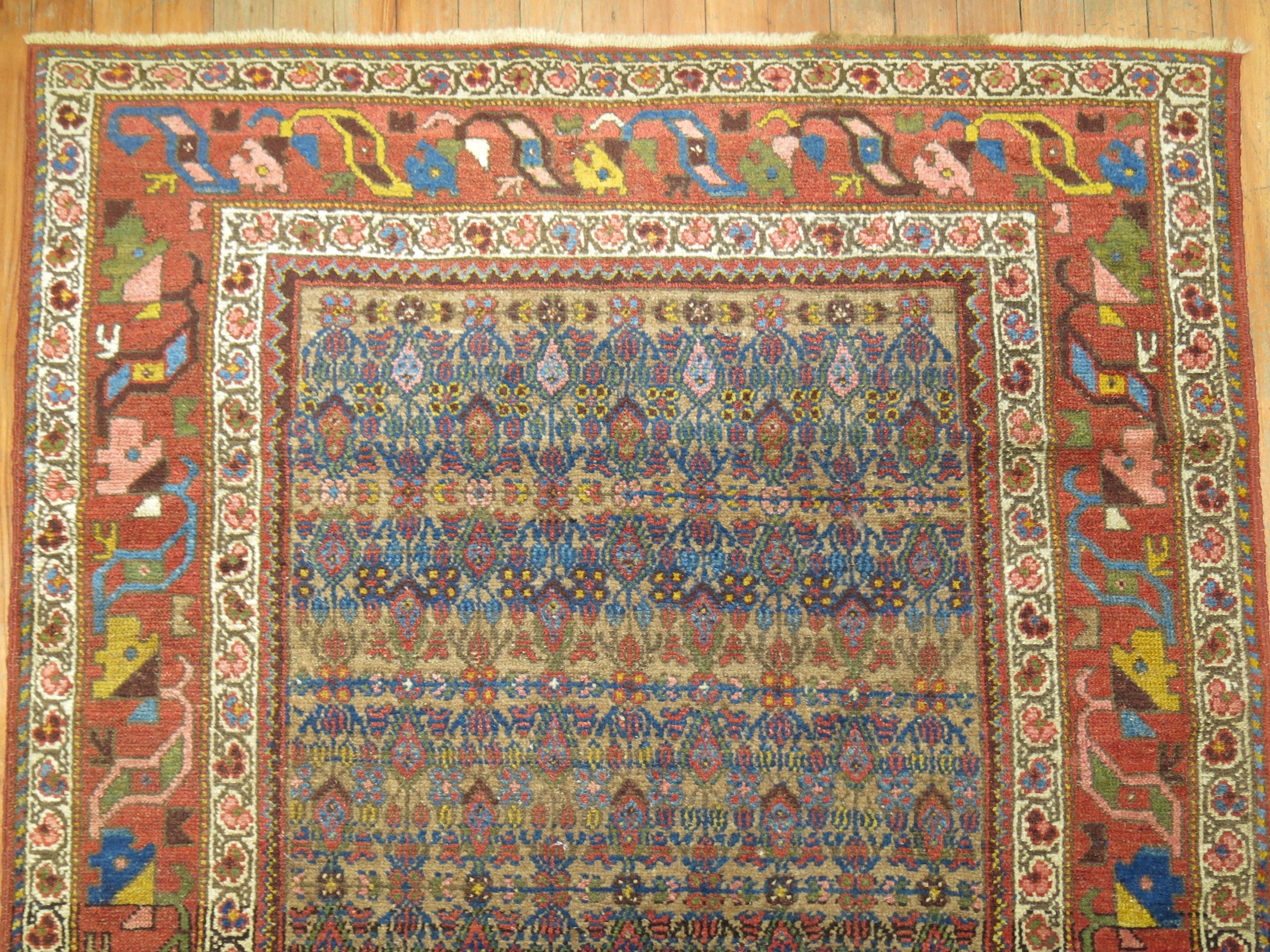Hand-Woven Persian Kurd Bidjar Rug with Camel Background