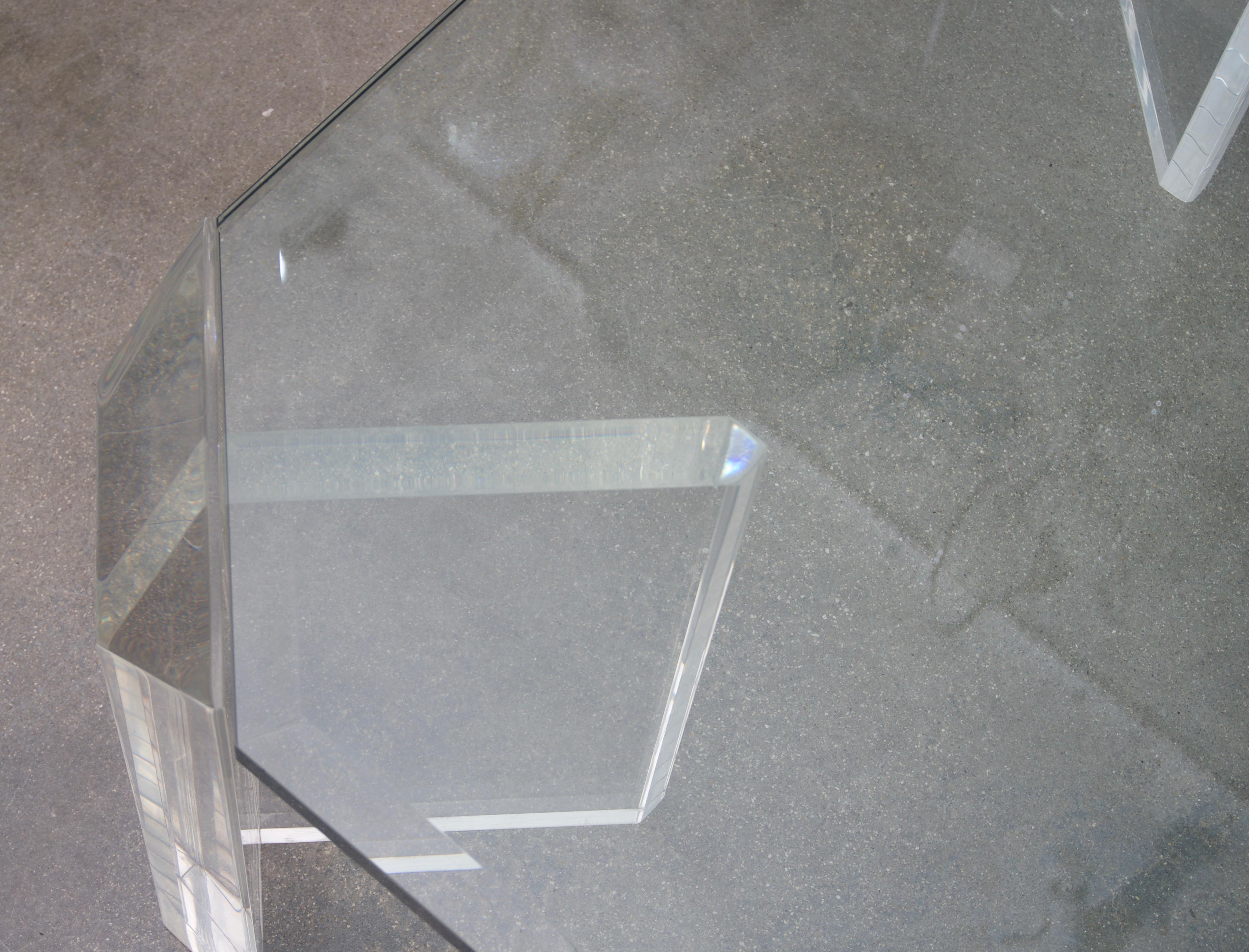 American Lucite and Glass Square Cocktail Table