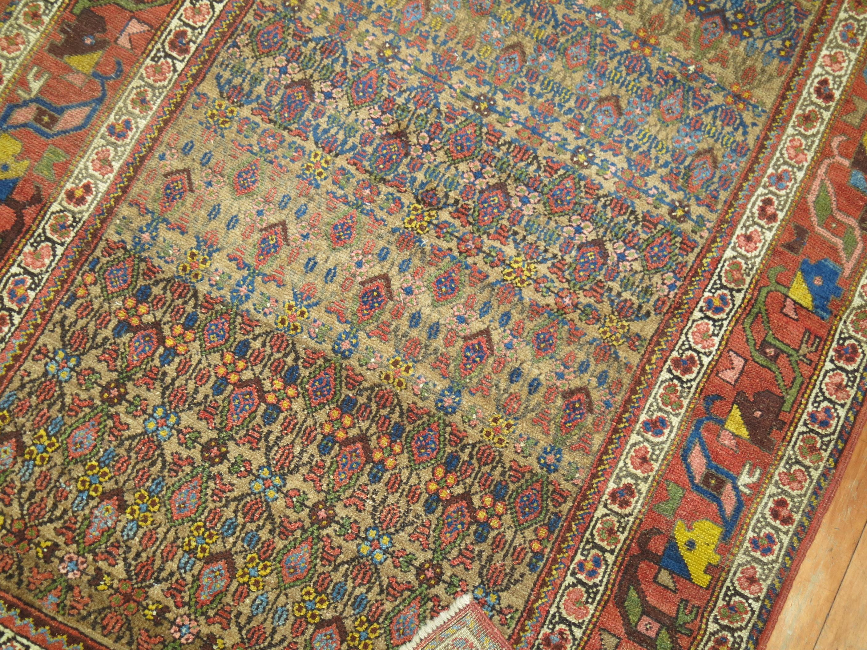 Persian Kurd Bidjar Rug with Camel Background In Excellent Condition In New York, NY