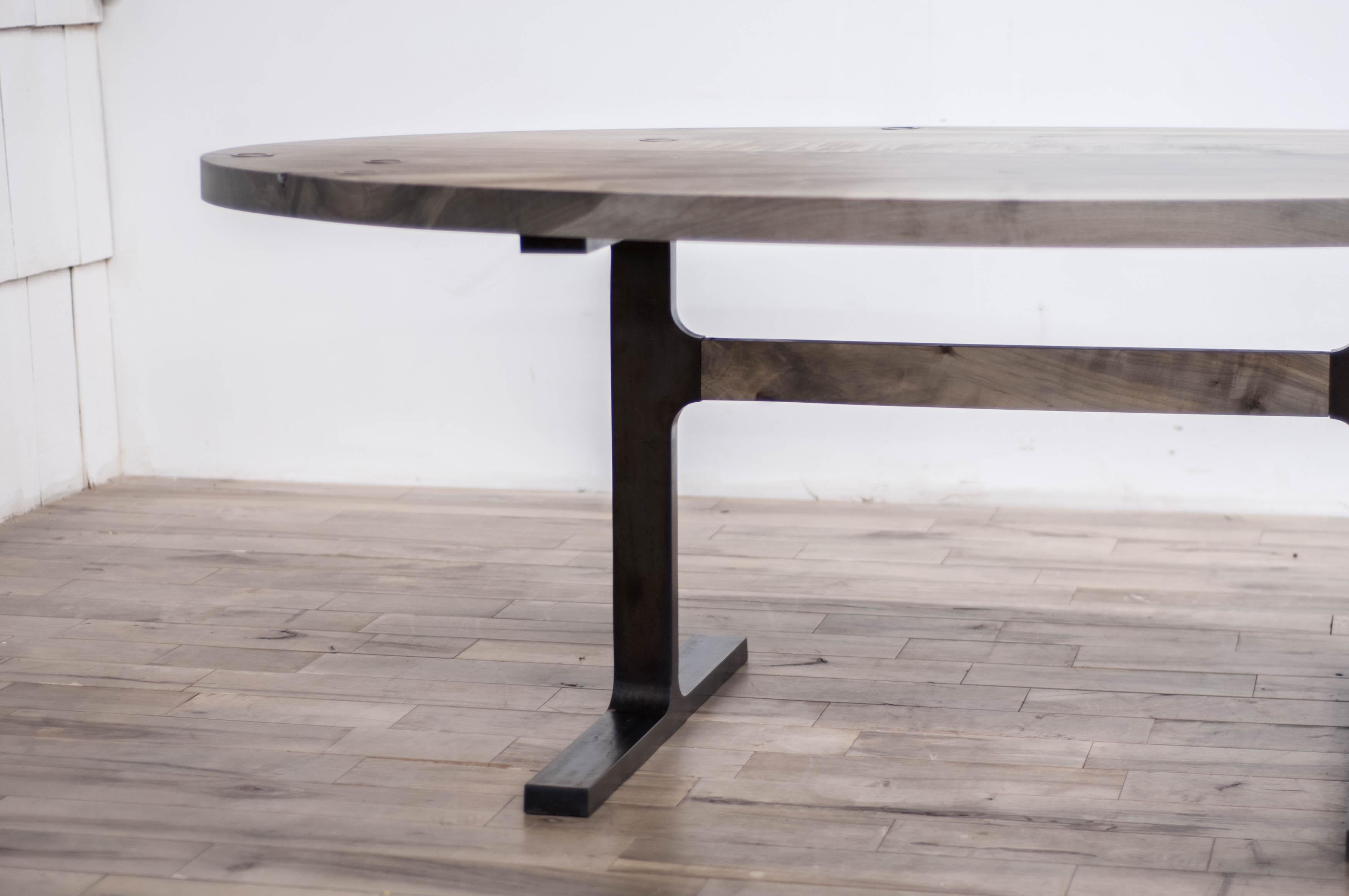 Oval Bronze Shaker Table in Oxidized Maple and Blackened Bronze In New Condition In Vancouver, BC