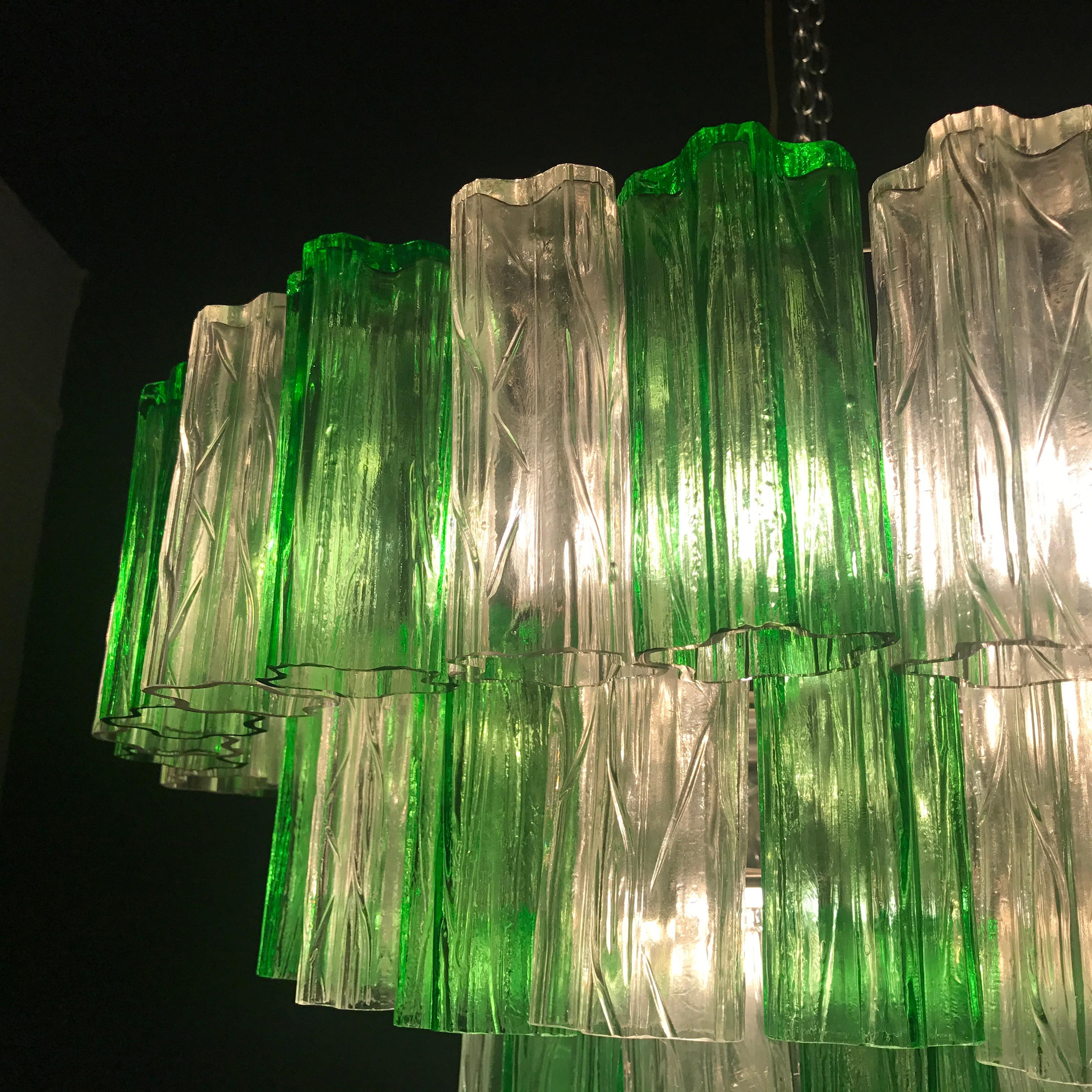 Venini Modern Emerald Green and Ice Color Murano Glass Chandelier or Flush Mount In Excellent Condition In Rome, IT