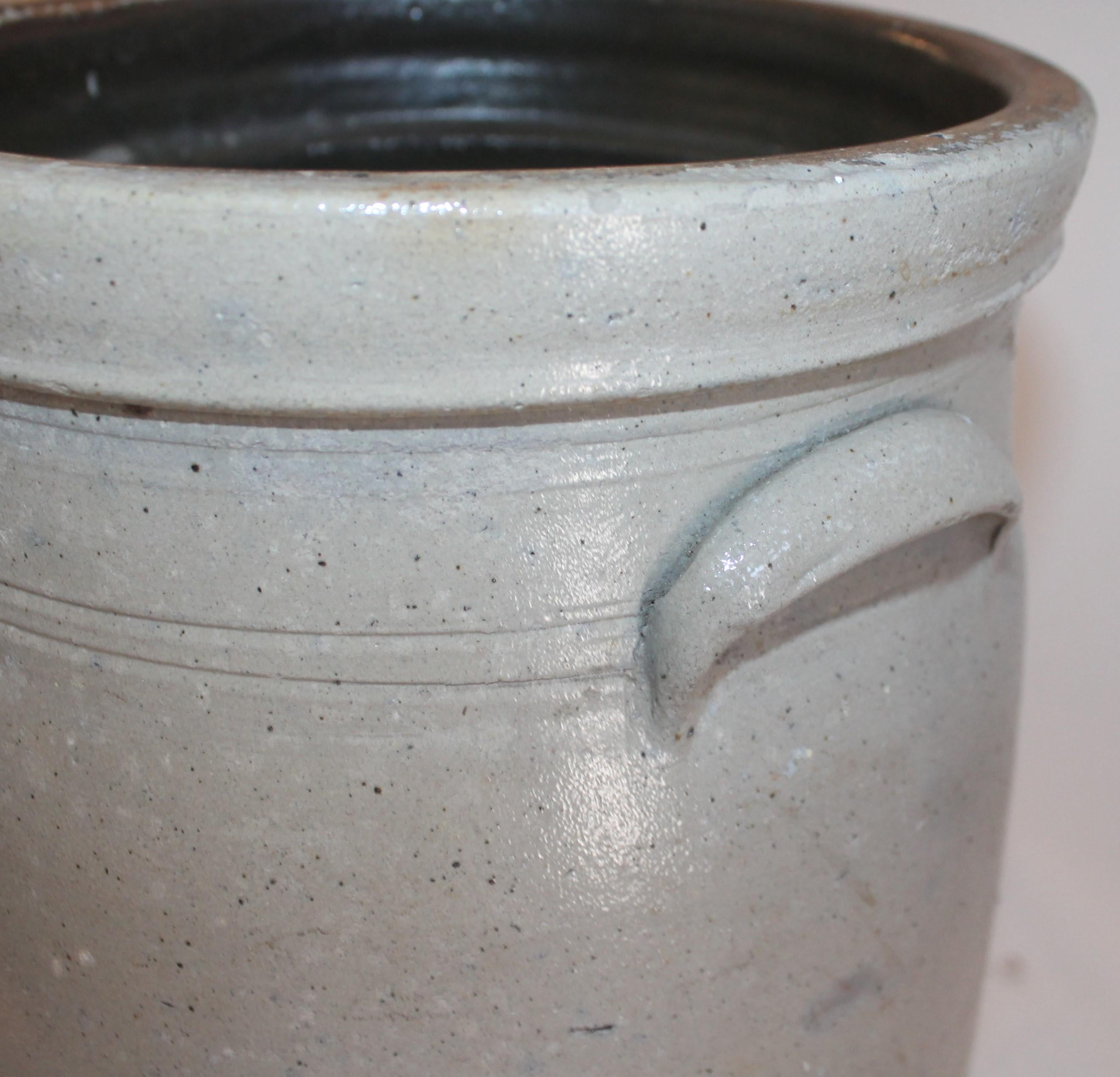 American 19th Century  Butter Churn Crock With Blue Decoration For Sale