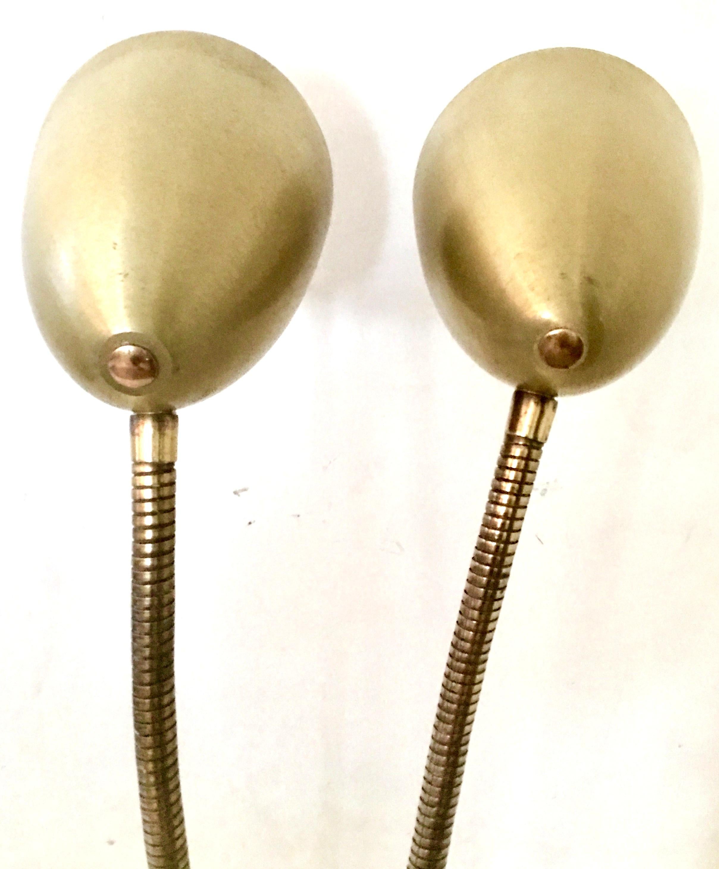 1950'S Gold Double Shade Goose Neck Lamp by Prescolite For Sale 1