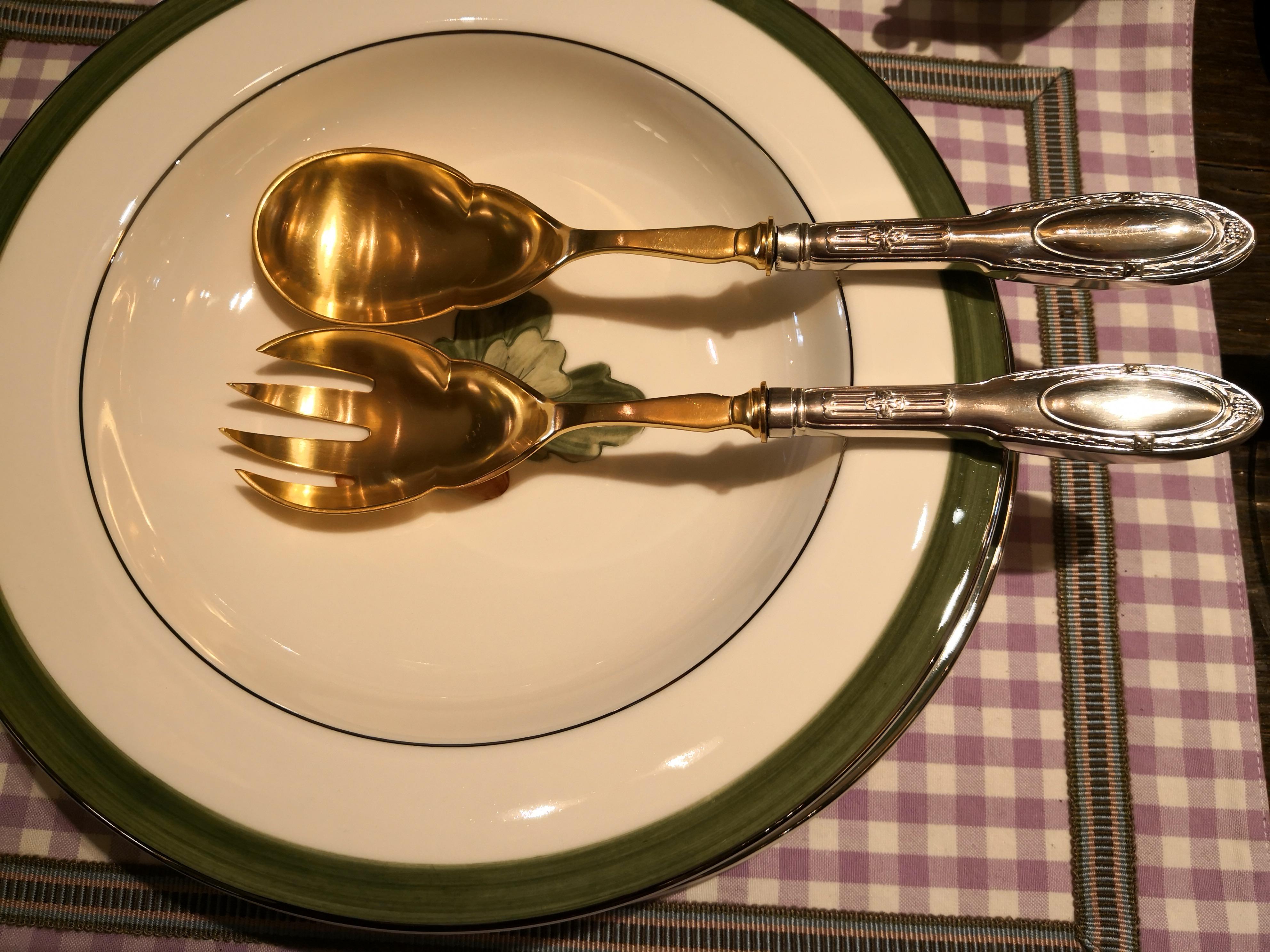 Late 19th Century Koch & Bergfeld Silver Salad Cutlery Set German For Sale 3