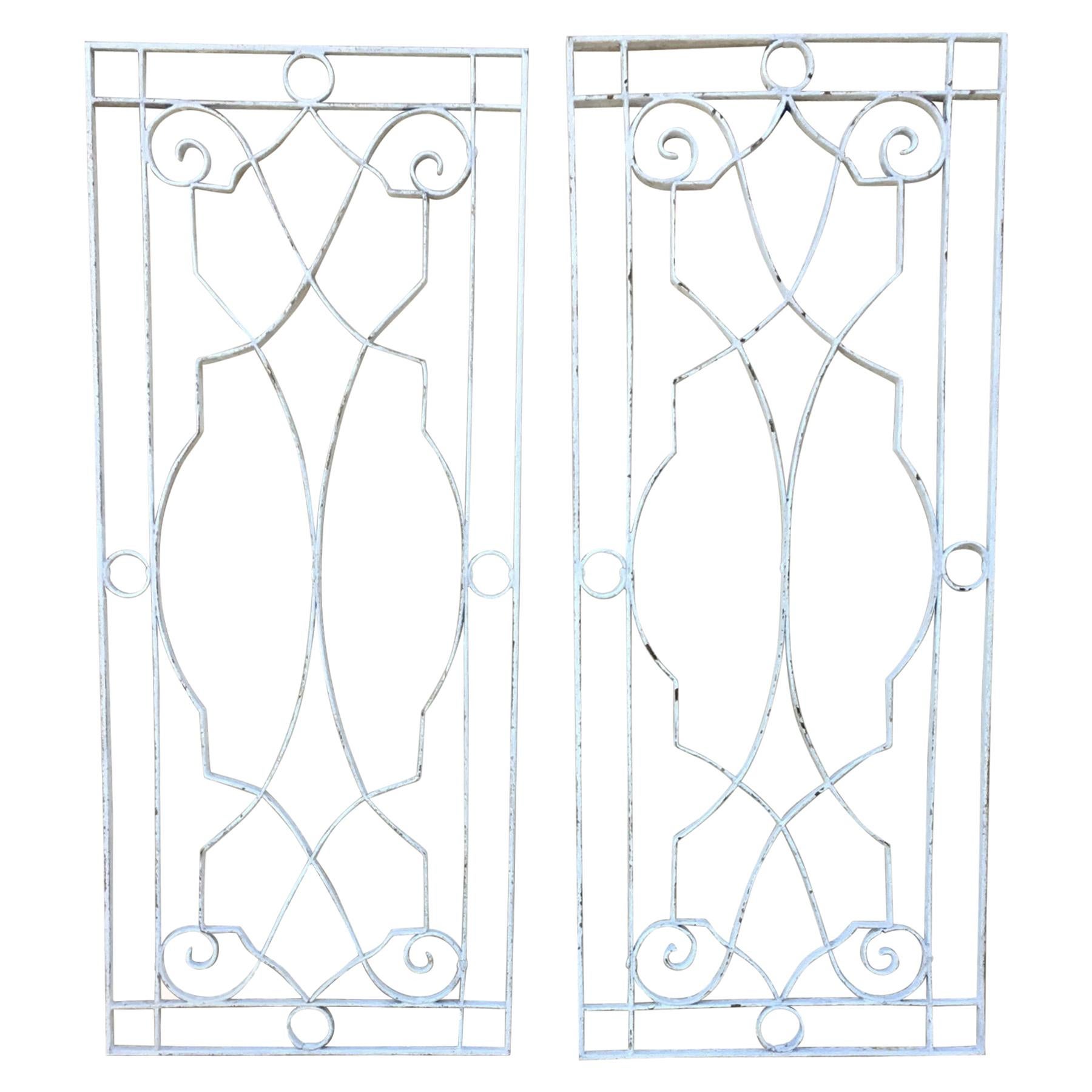 Pair of Large Architectural Iron Wall Hanging For Sale