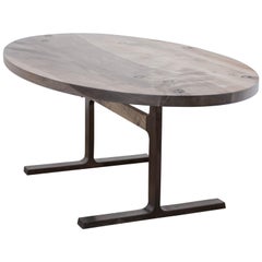 Oval Bronze Shaker Table in Oxidized Maple and Blackened Bronze