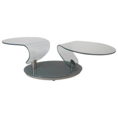Mid-Century Modern Free Form Swivel Glass Top Coffee Table