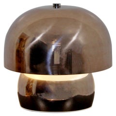 Retro Mid-Century Modern Rare Large Laurel Metallic Copper Mushroom Table Lamp, 1960s