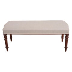 English 19th Century Upholstered Walnut Bench