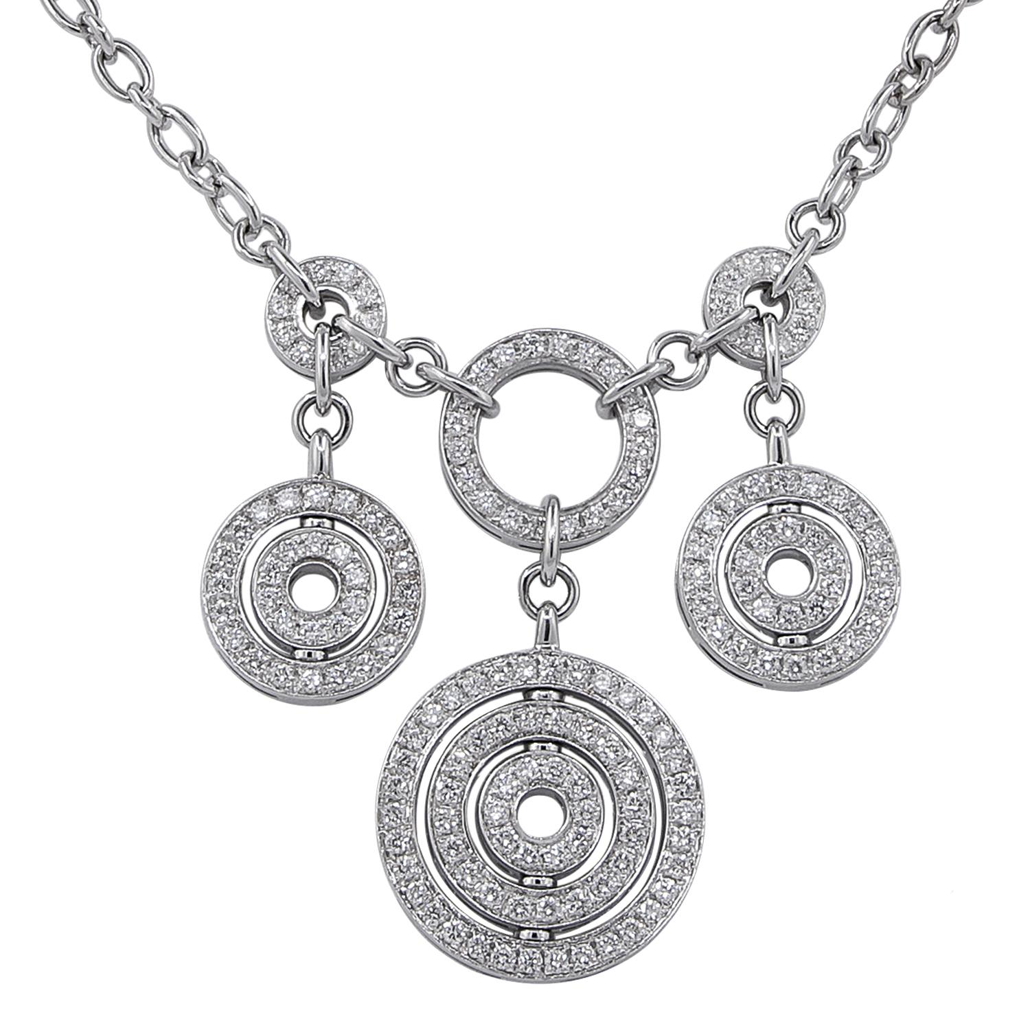BULGARI Diamond Astrale Necklace.
An 18k white gold Astrale necklace, set with round brilliant-cut diamonds.
total length  approx. 16″
Signed “BVLGARI” and made in Italy
