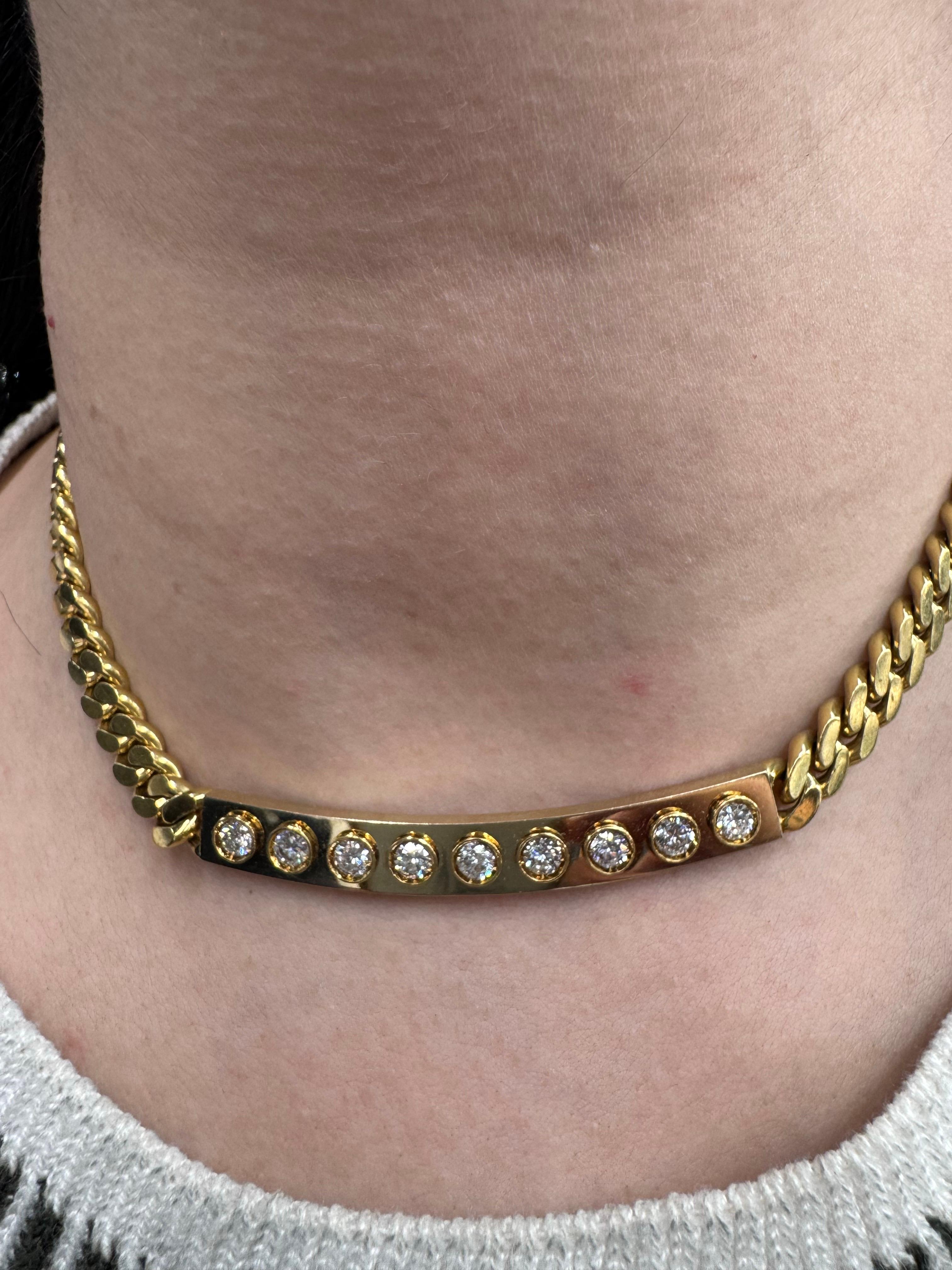 Contemporaneo Bulgari Collana con Diamanti Bar Cuban Link 1,62 Carati Oro Giallo 18 Carati 72,2 GR in vendita