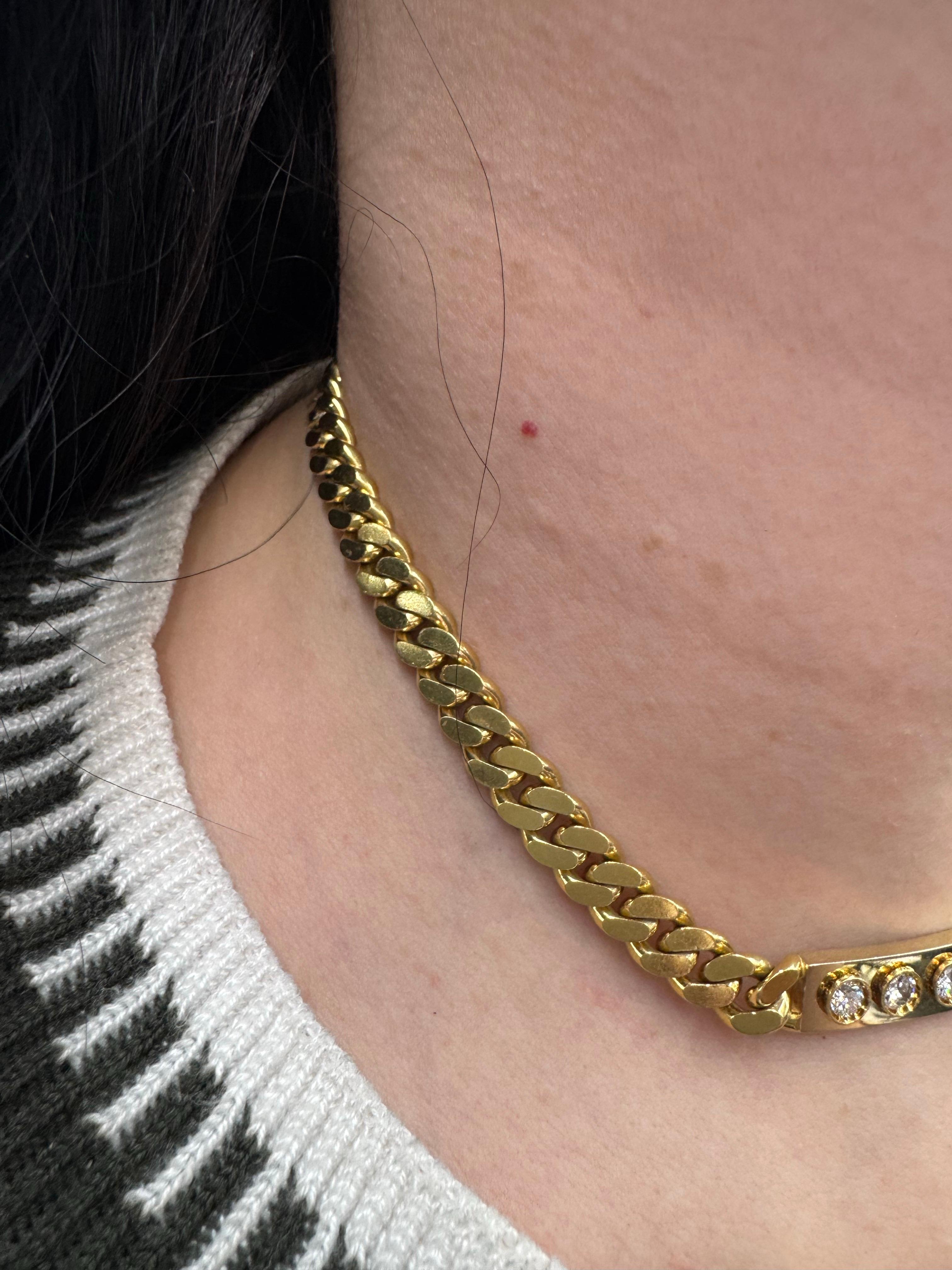 Taglio rotondo Bulgari Collana con Diamanti Bar Cuban Link 1,62 Carati Oro Giallo 18 Carati 72,2 GR in vendita
