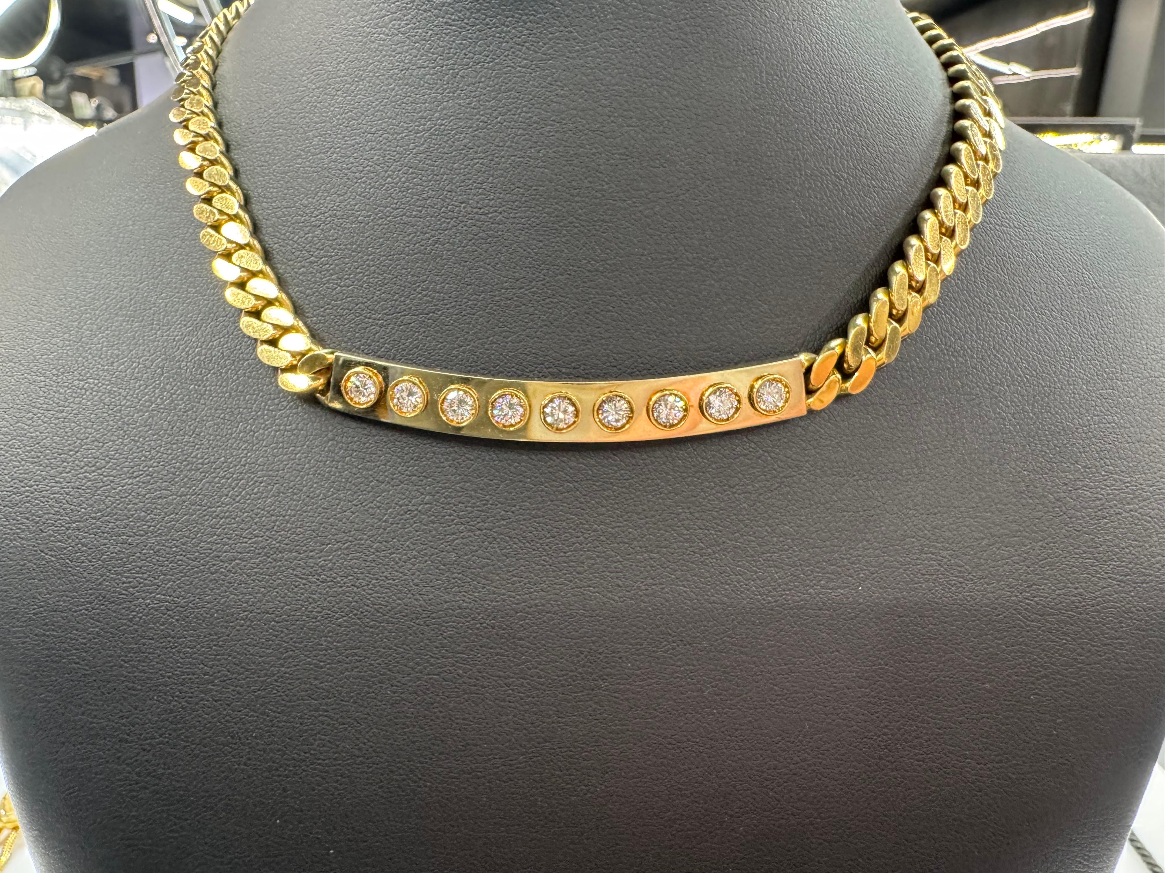 Donna Bulgari Collana con Diamanti Bar Cuban Link 1,62 Carati Oro Giallo 18 Carati 72,2 GR in vendita