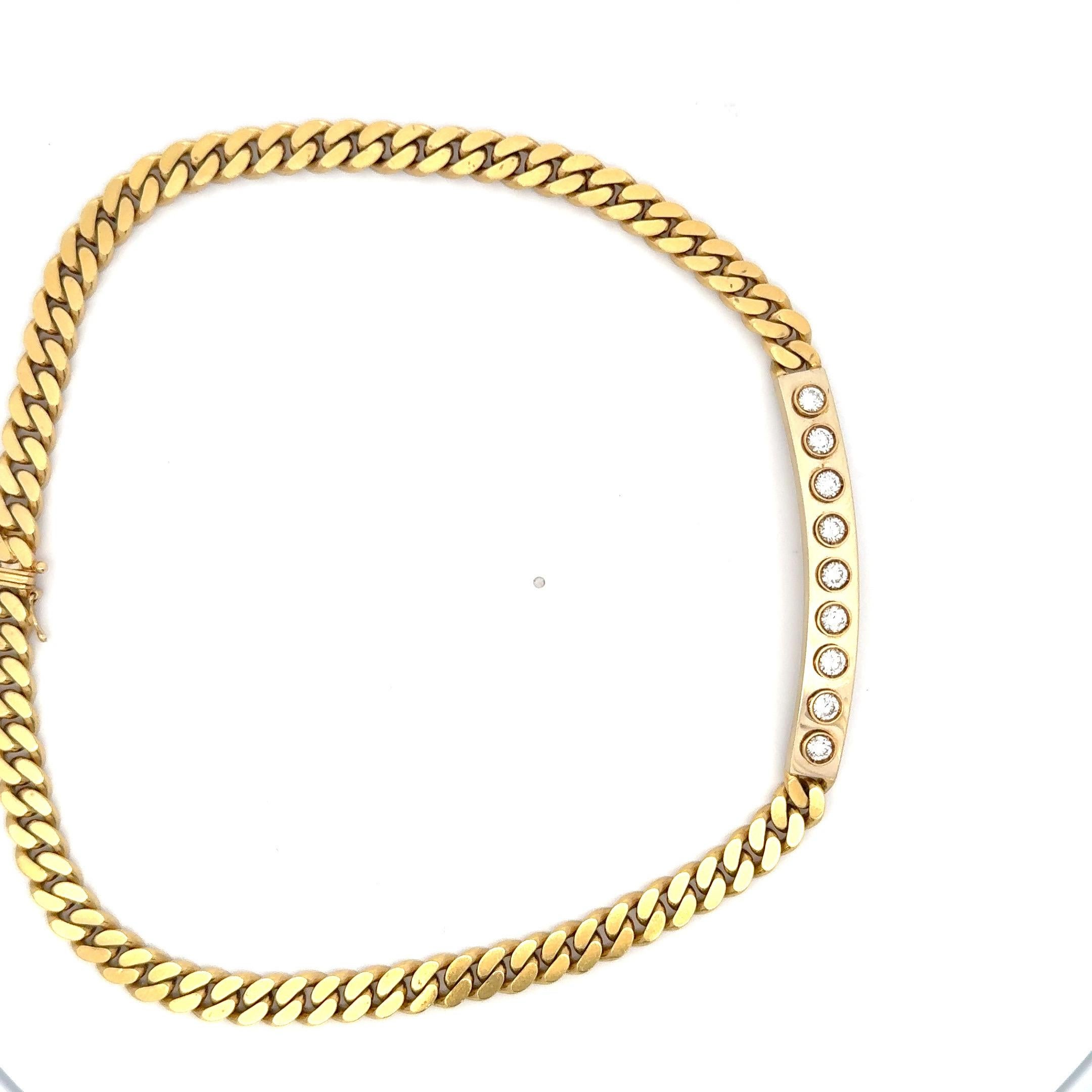 Bulgari Collana con Diamanti Bar Cuban Link 1,62 Carati Oro Giallo 18 Carati 72,2 GR in vendita 1