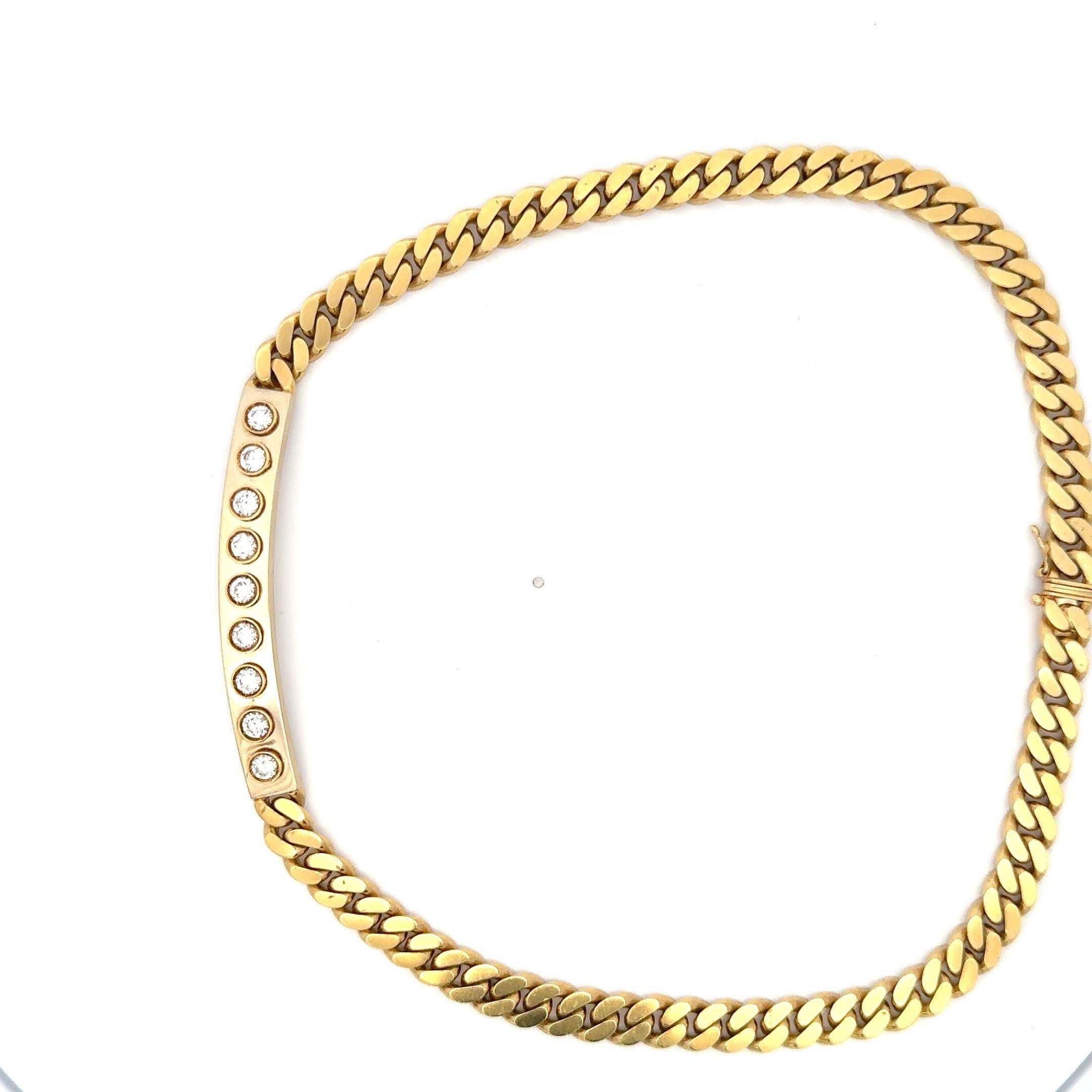 Bulgari Collana con Diamanti Bar Cuban Link 1,62 Carati Oro Giallo 18 Carati 72,2 GR in vendita 2