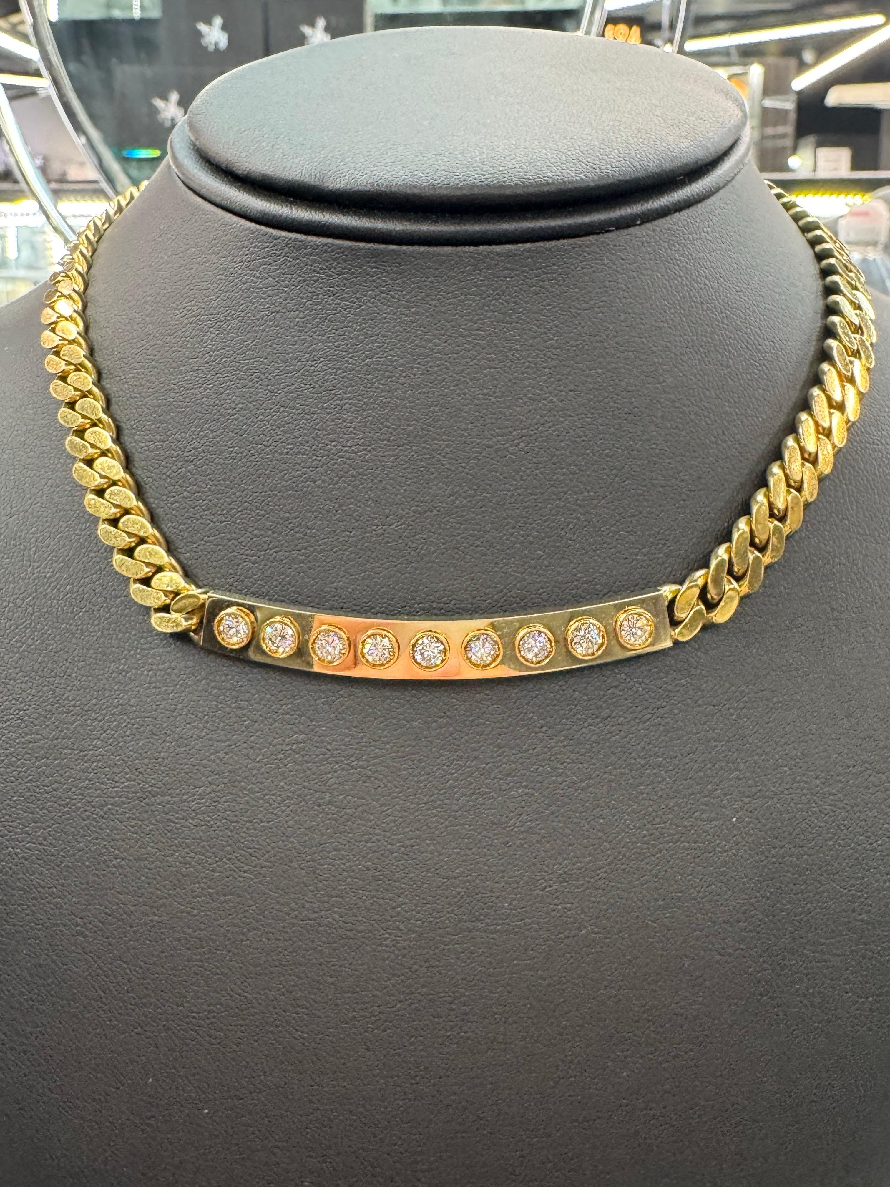 Bulgari Collana con Diamanti Bar Cuban Link 1,62 Carati Oro Giallo 18 Carati 72,2 GR in vendita 3