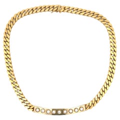 Bulgari Diamond Bar Cuban Link Necklace 1.62 Carats 18 Karat Yellow Gold 72.2 GR