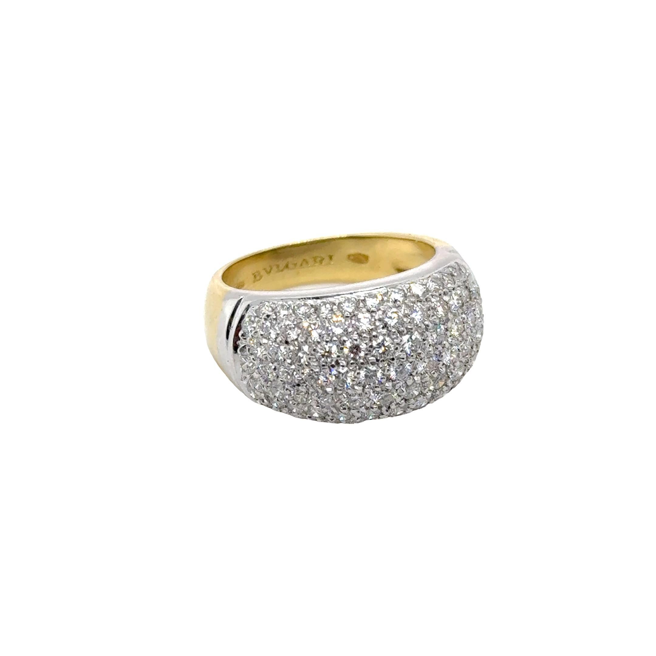 Women's or Men's Bulgari diamond Bombe ring set with 1.60ct For Sale