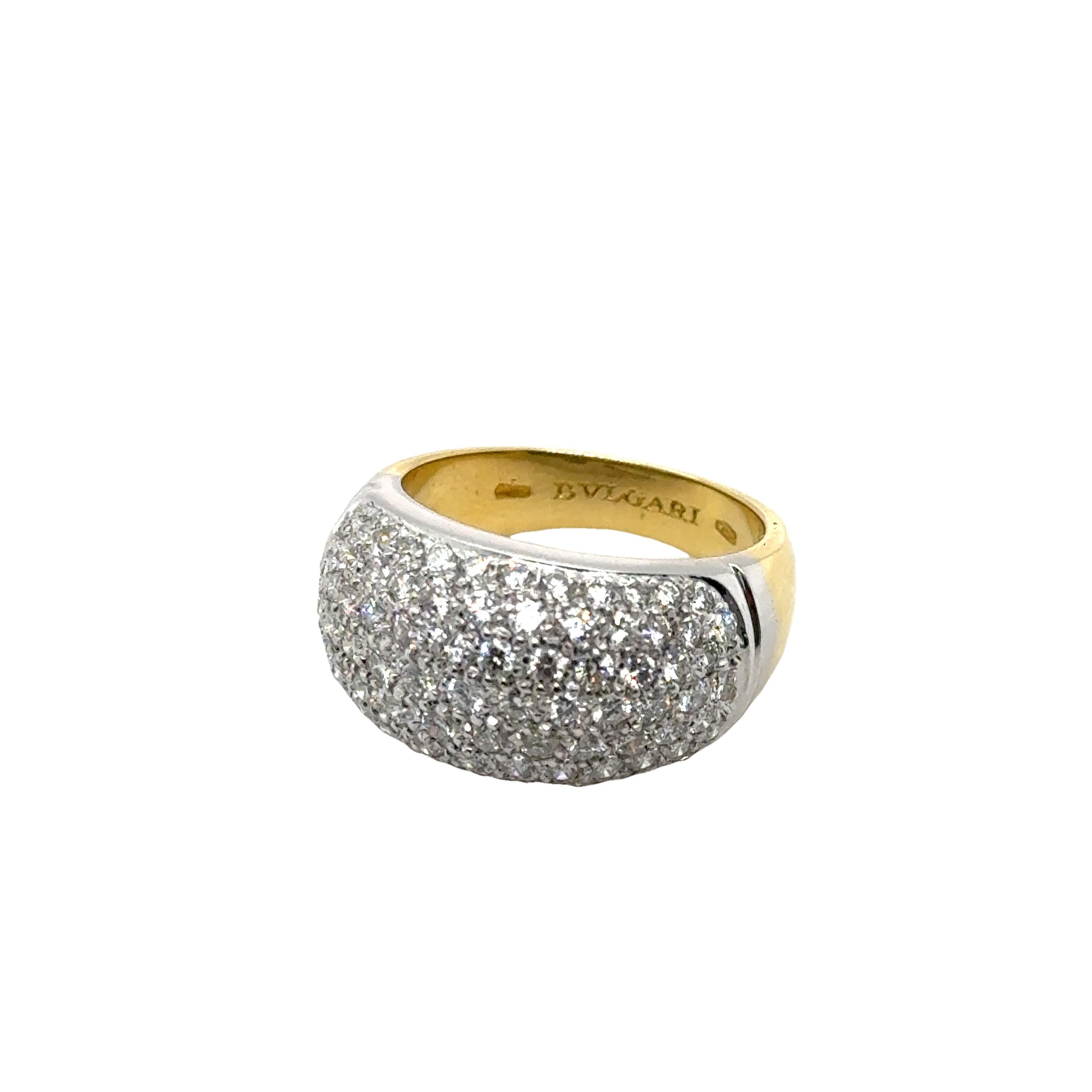 Brilliant Cut Bulgari diamond Bombe ring set with 1.60ct For Sale