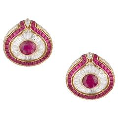 Bulgari Diamond Burma Ruby Bombe Earrings in 18 Karat Gold