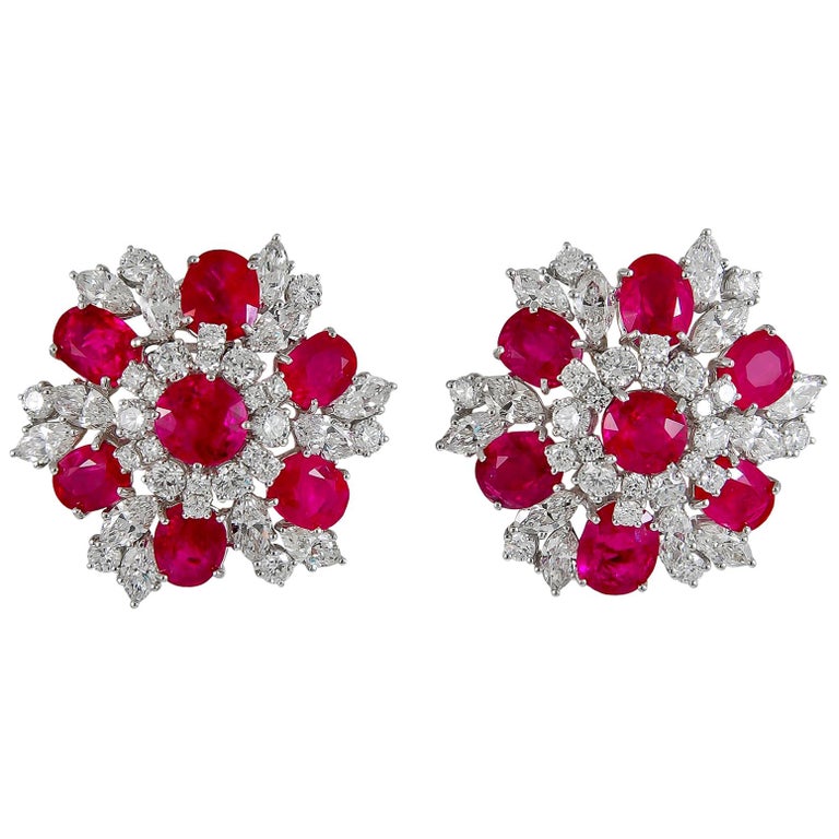 Bulgari Diamond Burma Ruby Earrings For Sale at 1stDibs
