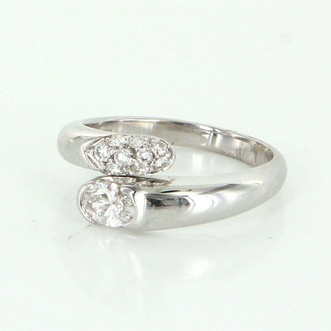 Modern Bulgari Diamond Bypass Ring Estate 18 Karat Gold Designer Pre Owned Jewelry