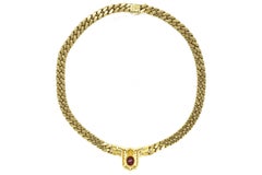 Bulgari Diamond & Cabochon Ruby 18k Gold Necklace
