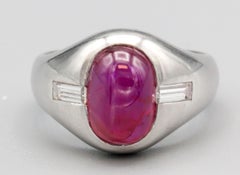 Bulgari Diamond Cabochon Ruby Platinum Ring