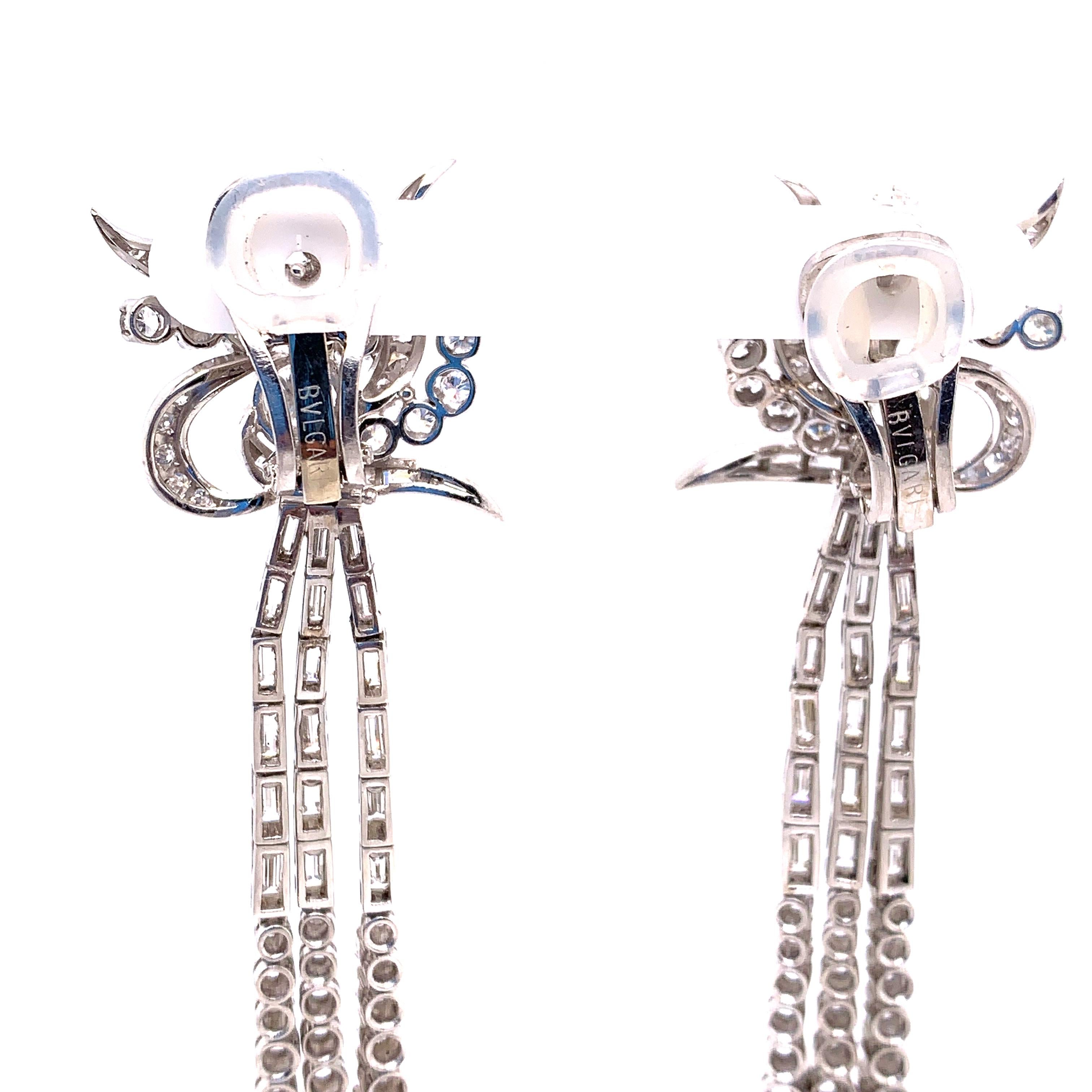 These Vintage BVLGARI chandelier earrings are comprised of approximately 168 White diamonds weighing approximately 11 carats.

These authentic and signed BVLGARI earrings are set in Platinum. A classic & timeless look from one of the the Jewelry