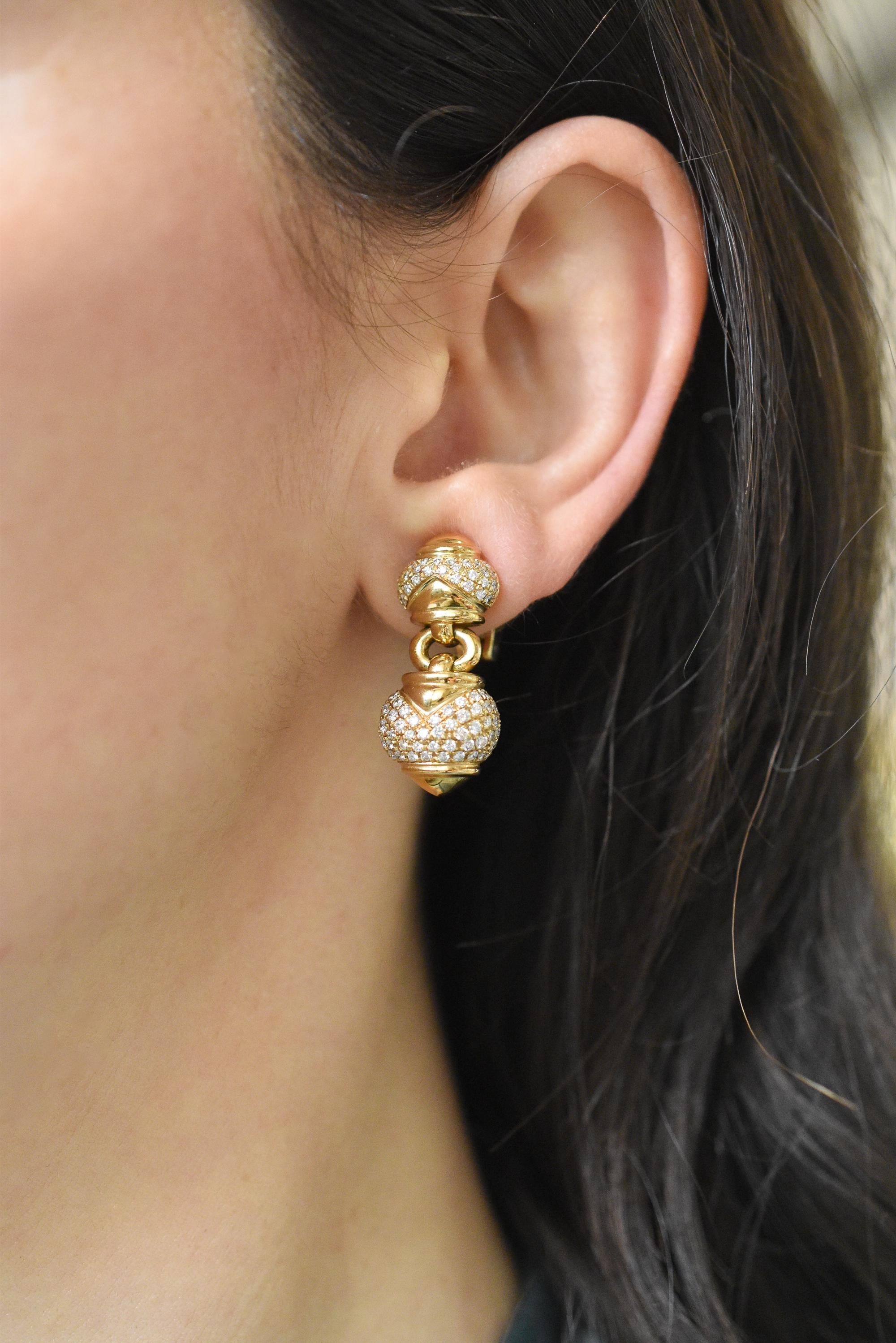 Brilliant Cut Bulgari Diamond ‘Chandra’ Drop Earrings