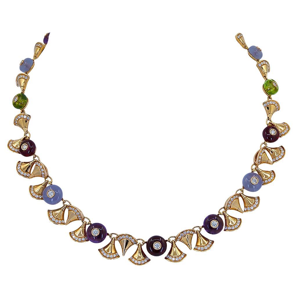 Bulgari Diamond Colored Gemstone "Divas Dream" Necklace For Sale
