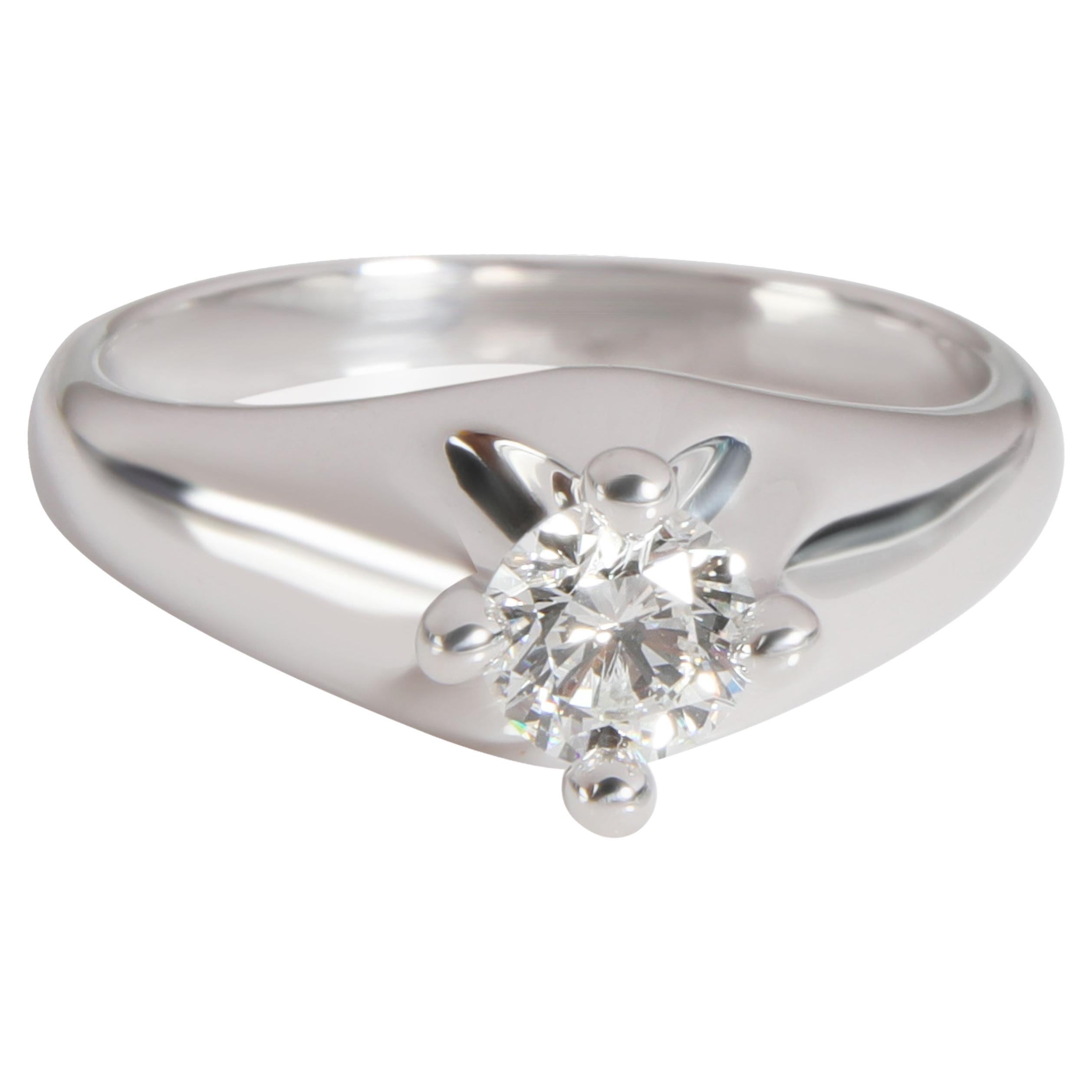 Bulgari Diamond Corona Solitaire Engagement Ring in 18K White E VVS2 0.3 CTW For Sale