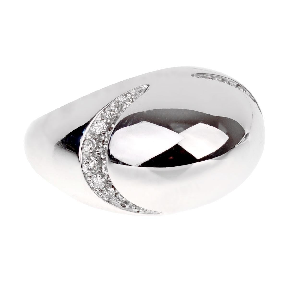 Bulgari Diamond Dome White Gold Ring In Excellent Condition For Sale In Feasterville, PA